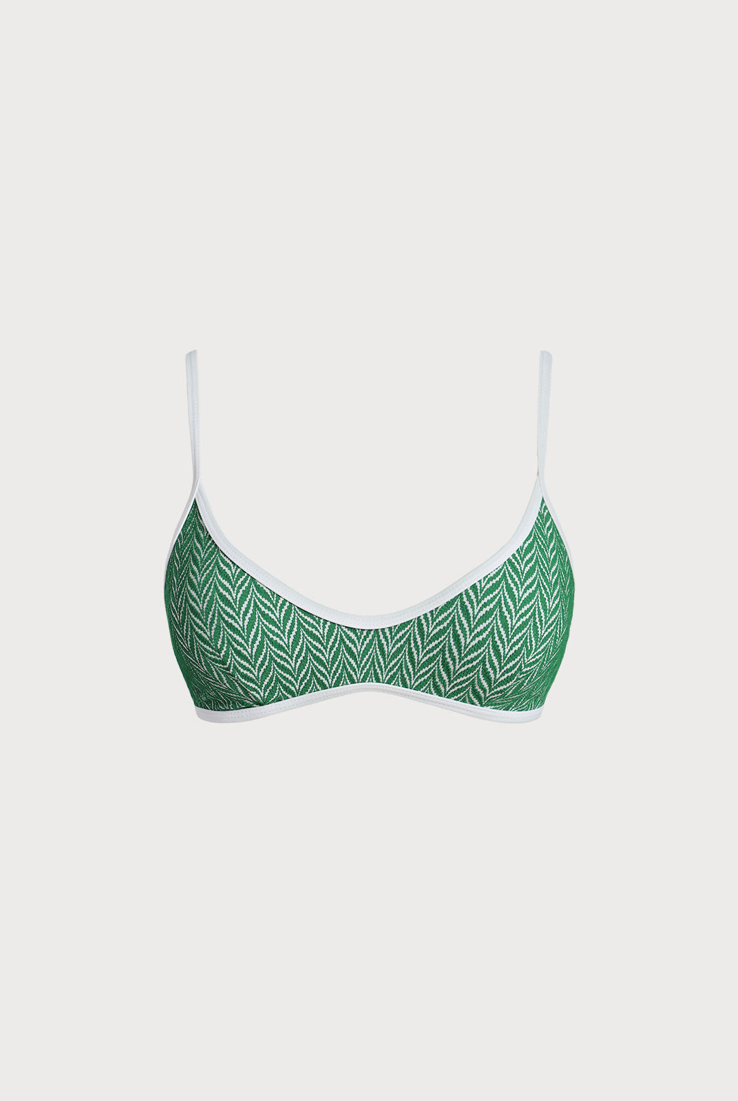 Women Knitted Polyester Blended Bikini Tops Dark Green Sustainable Surfing Clothes - BERLOOK