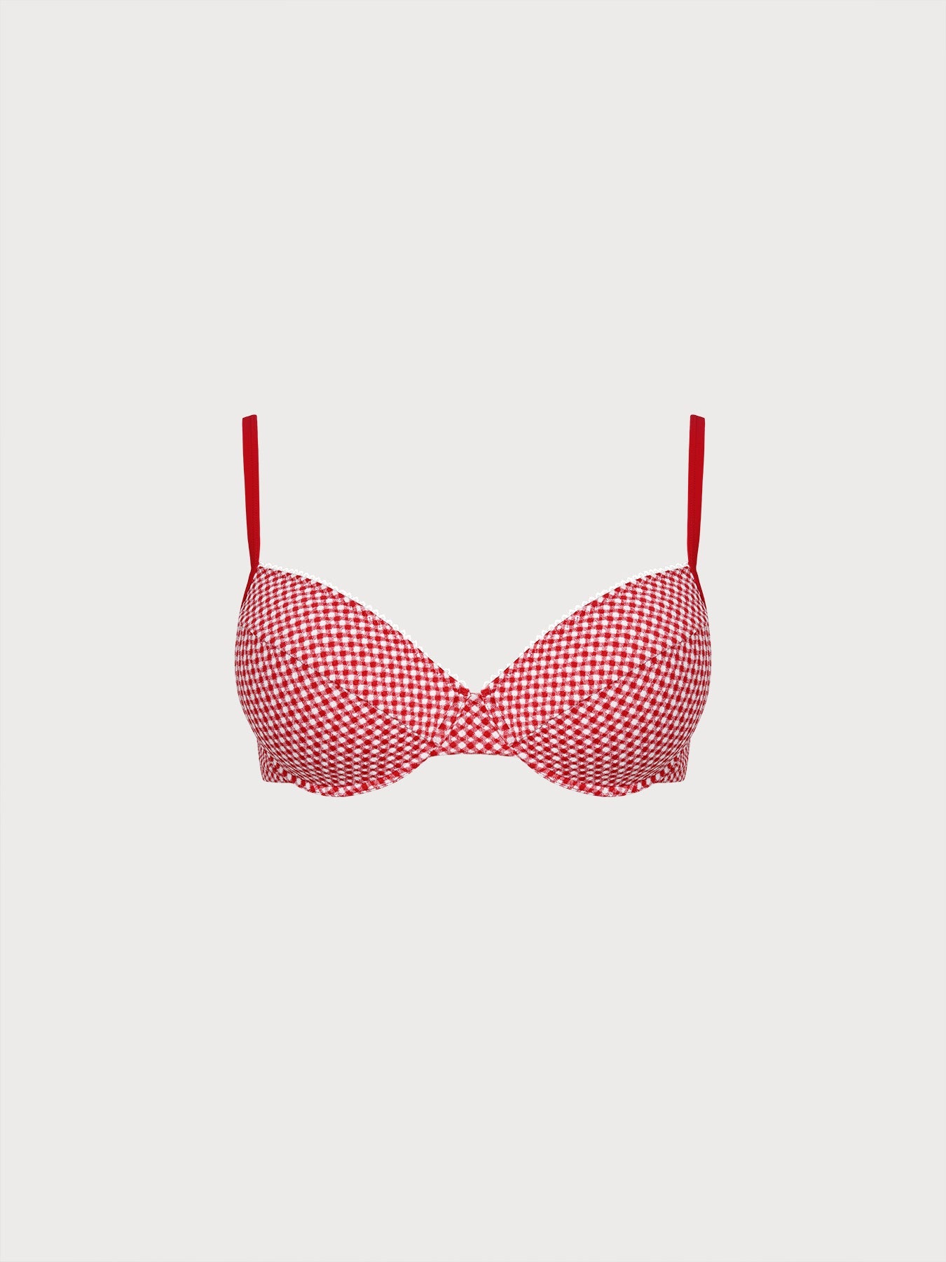 Women Knitted Polyester blended Bikini Tops Red Sustainable Plus Size Bikinis - BERLOOK