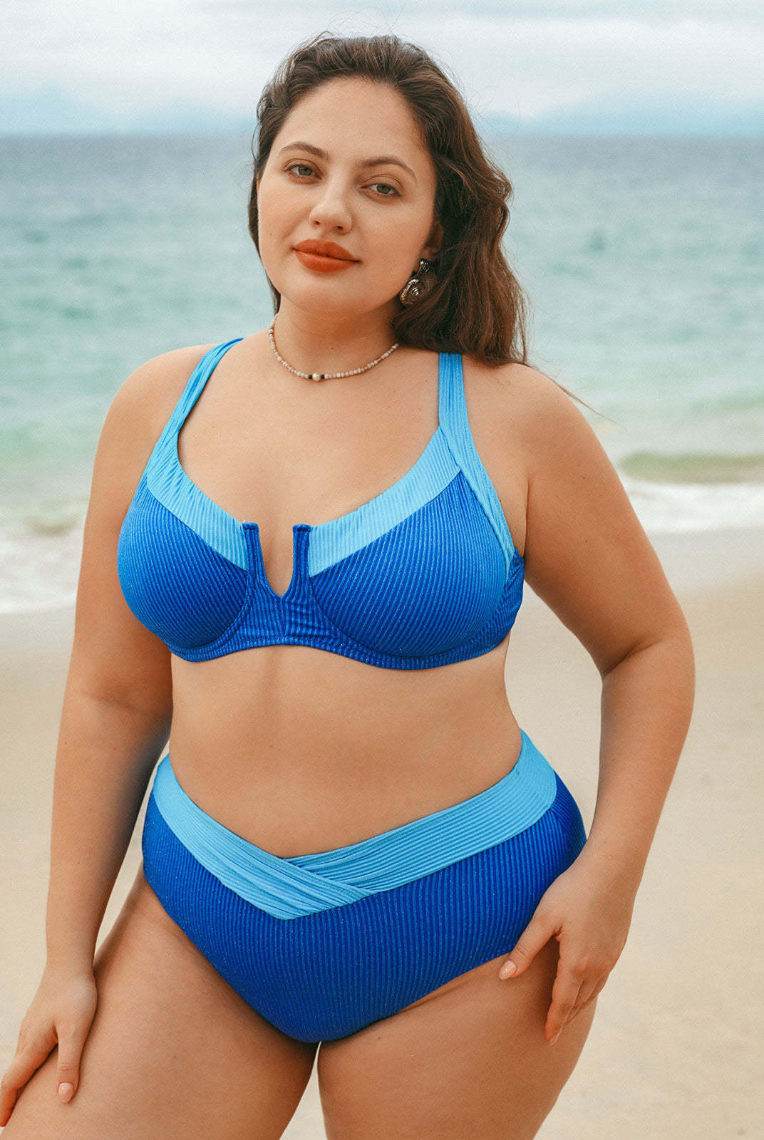 Women Knitted Polyester Blended Bikini Tops Sustainable Plus Size Bikinis - BERLOOK