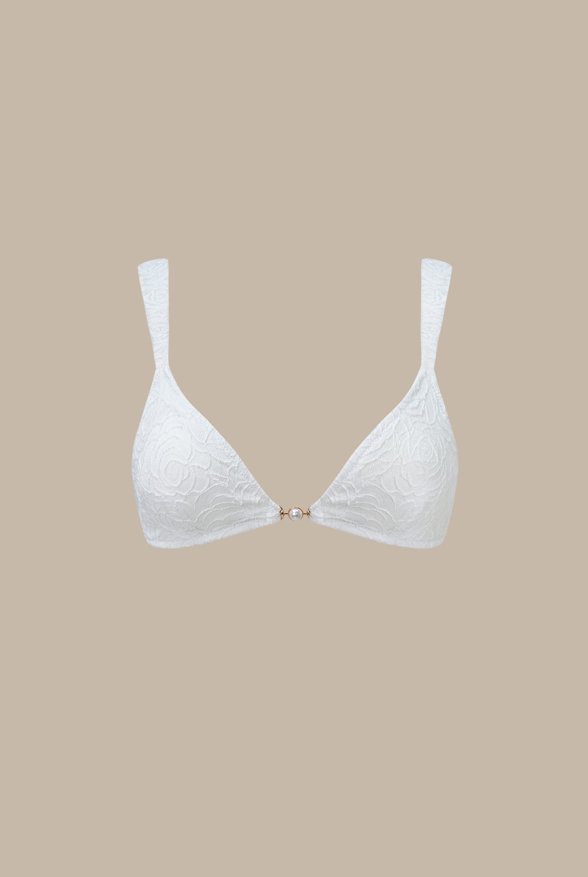 Women Knitted Polyester Blended Bikini Tops White Sustainable Bikinis - BERLOOK