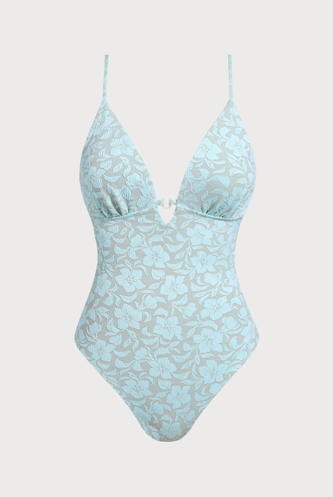 Women Knitted Polyester Blended One Pieces Swimwear Light Blue Sustainable One-Pieces - BERLOOK