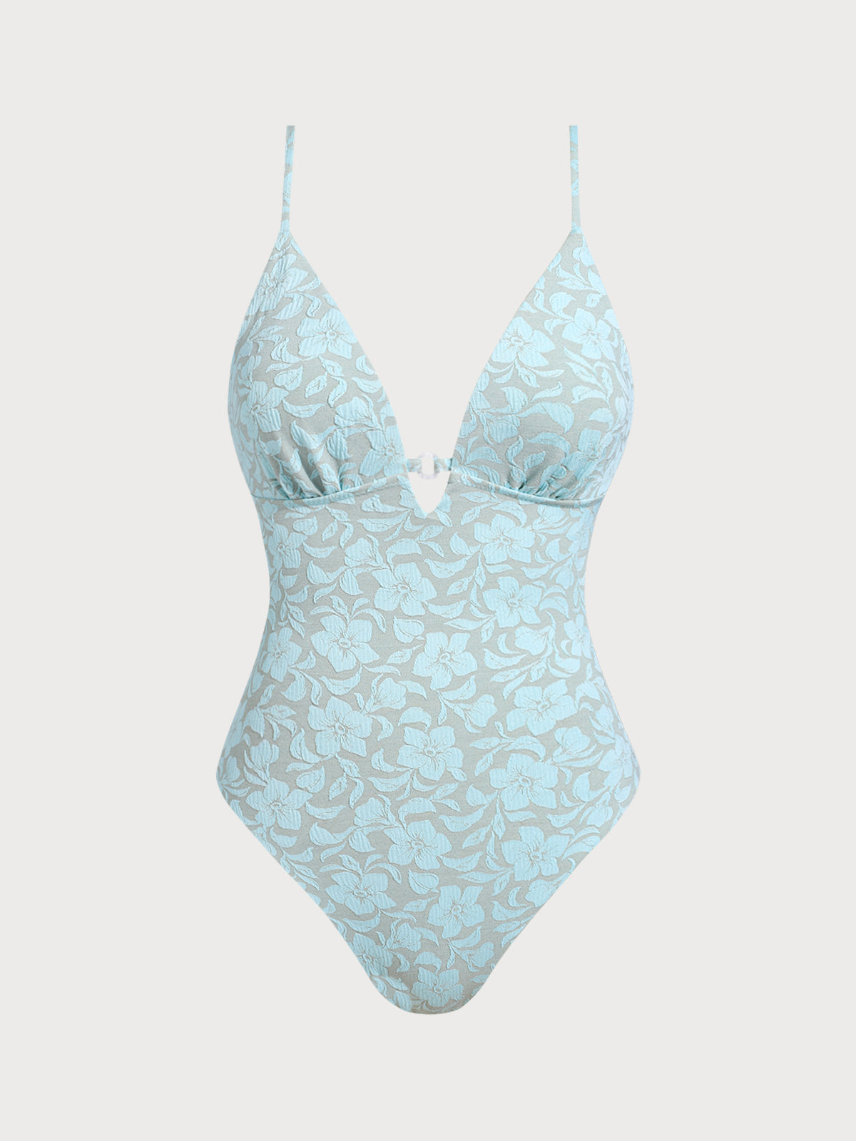Women Knitted Polyester Blended One Pieces Swimwear Light Blue Sustainable One-Pieces - BERLOOK