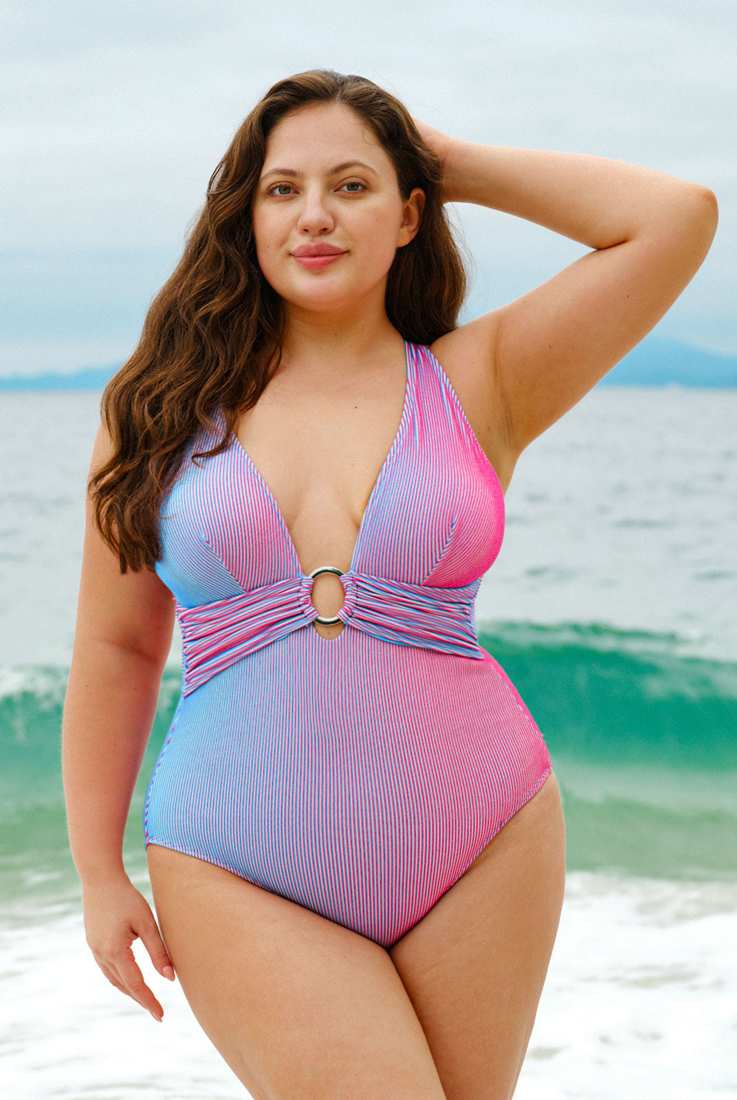 Women Knitted Polyester Blended One Pieces Swimwear Sustainable Plus Size One-Pieces - BERLOOK