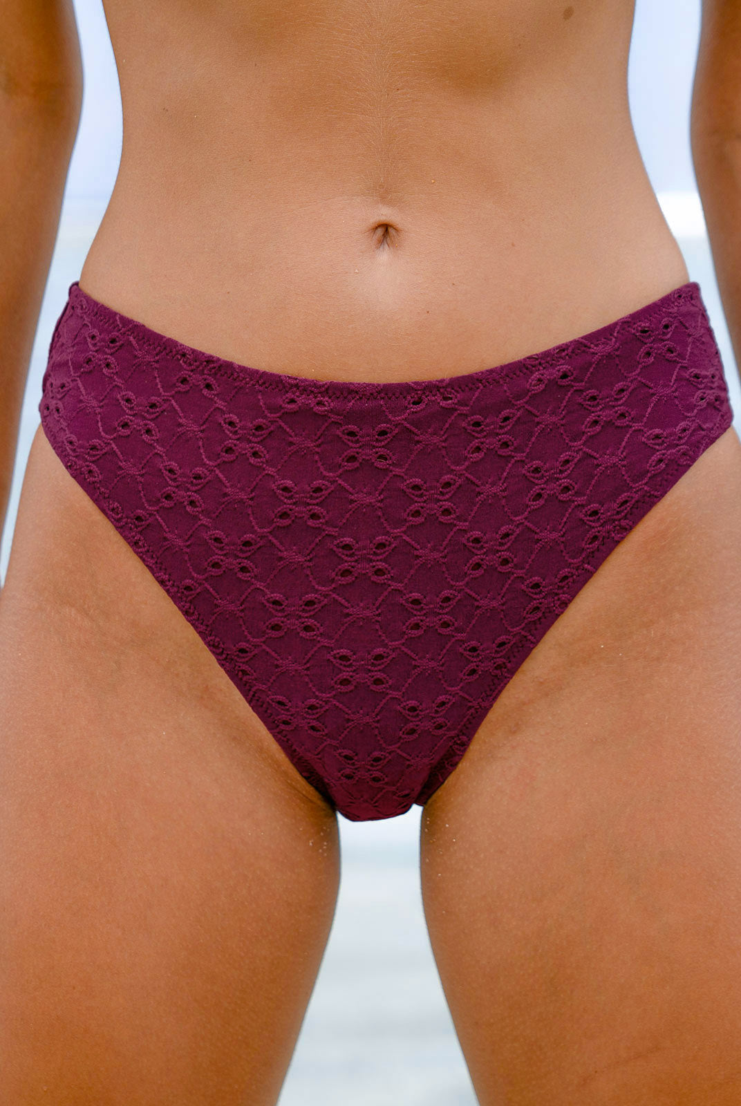 Women Knitted Polyester Blended Tankini Bottoms Burgundy Sustainable Tankinis - BERLOOK