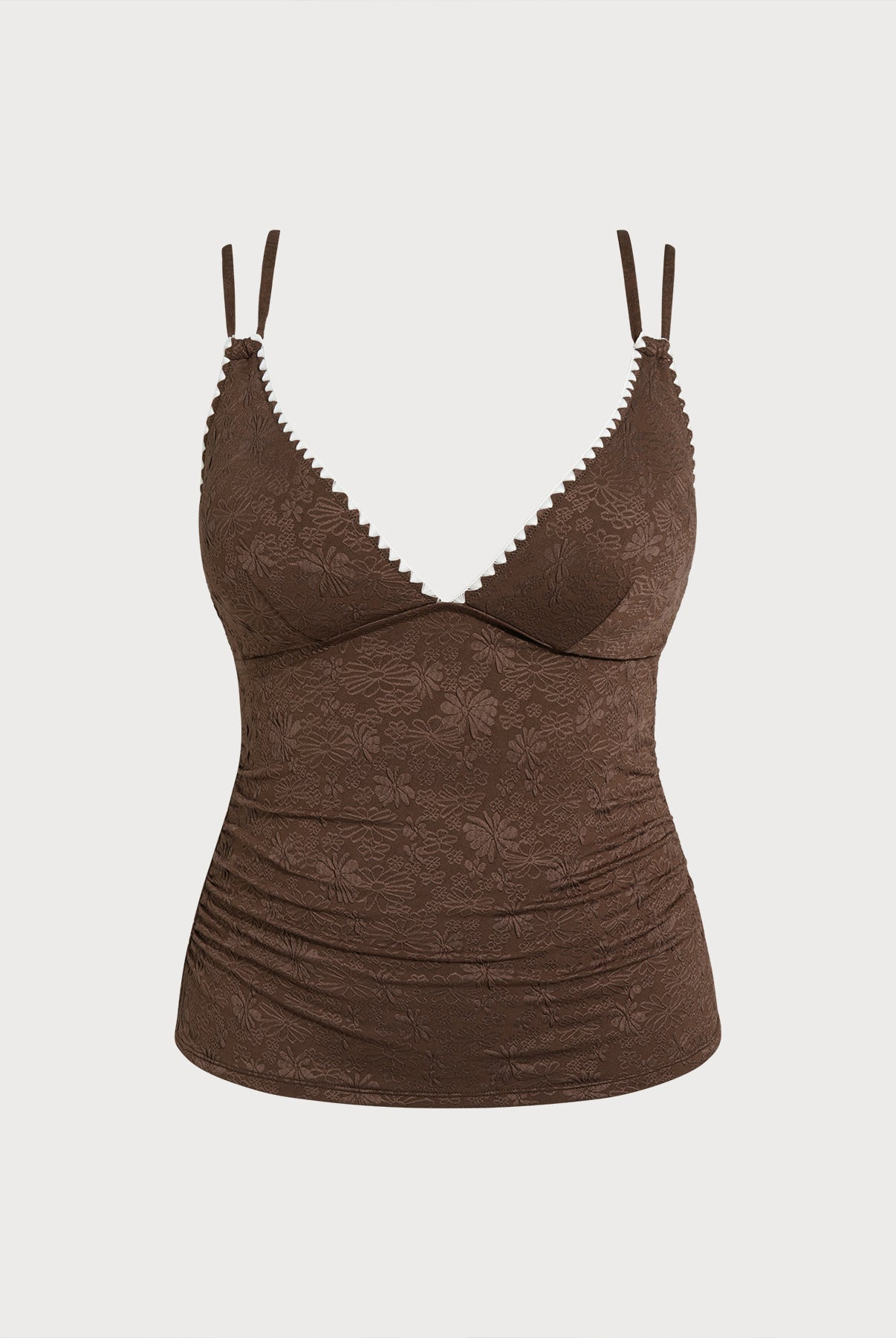 Women Knitted Polyester Blended Tankini Tops Dark Coffee Sustainable Plus Size Tankinis - BERLOOK