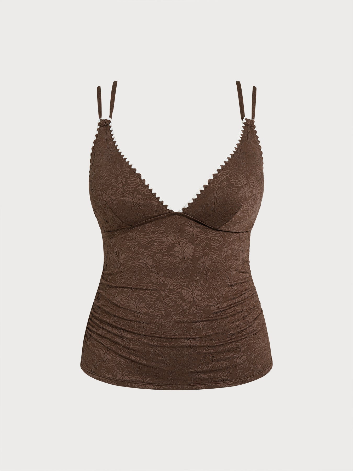 Women Knitted Polyester Blended Tankini Tops Dark Coffee Sustainable Plus Size Tankinis - BERLOOK