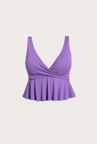 Women Knitted Polyester Blended Tankini Tops Purple Sustainable Plus Size Tankinis - BERLOOK