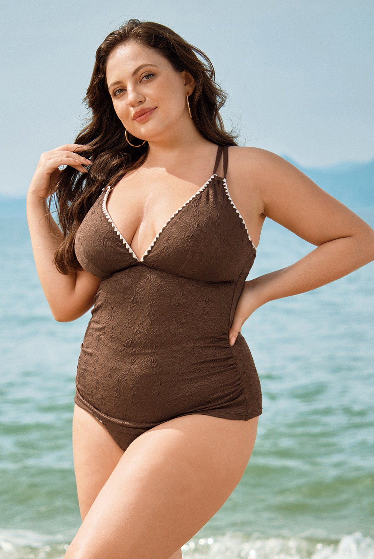 Women Knitted Polyester Blended Tankini Tops Sustainable Plus Size Tankinis - BERLOOK