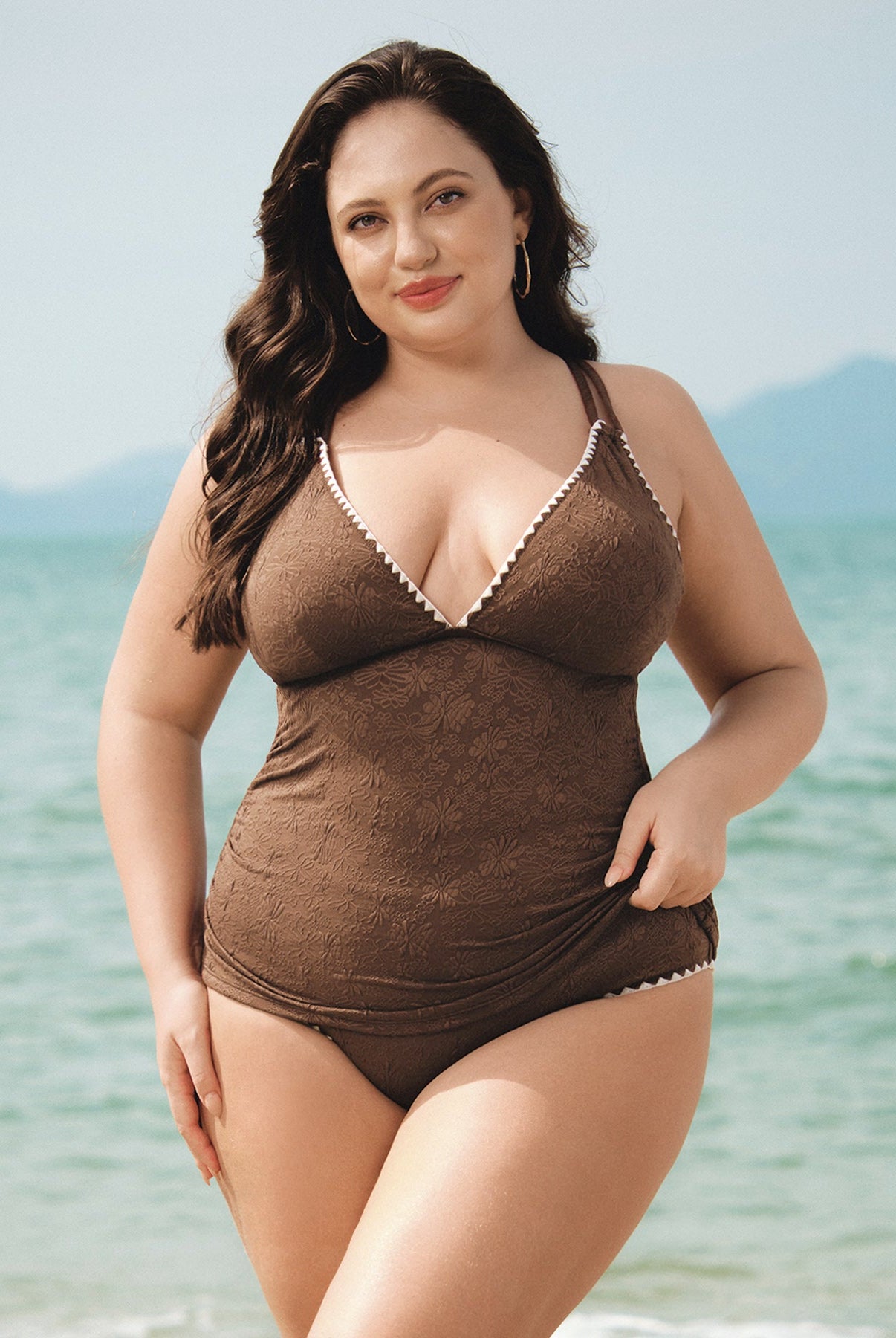 Women Knitted Polyester Blended Tankini Tops Sustainable Plus Size Tankinis - BERLOOK