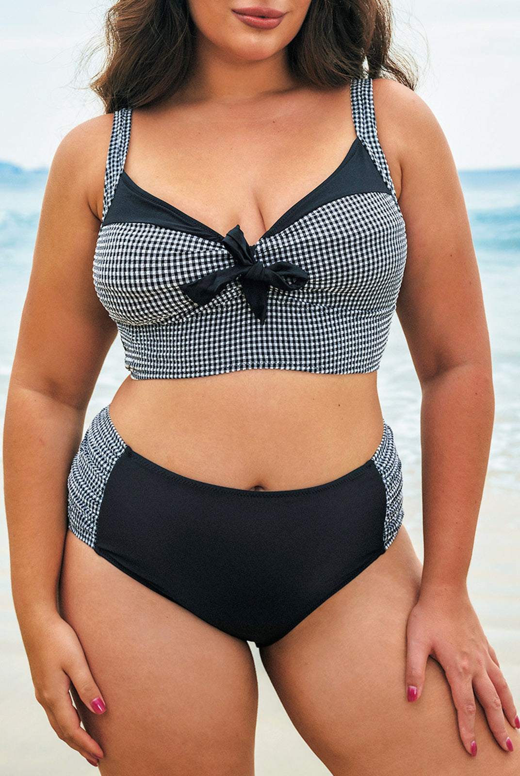 Women Knitted Polyester Nylon Blended Bikini Tops Sustainable Plus Size Bikinis - BERLOOK