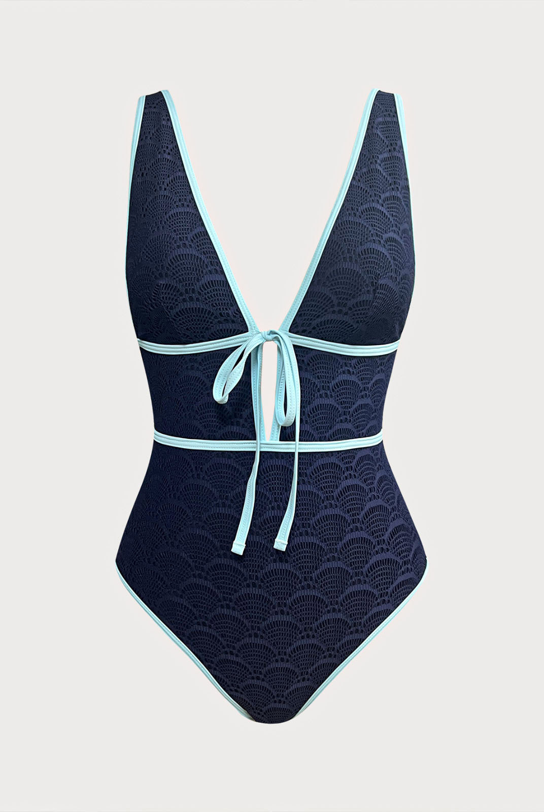 Women Knitted Polyester One Pieces Swimwear Blue Sustainable One-Pieces - BERLOOK