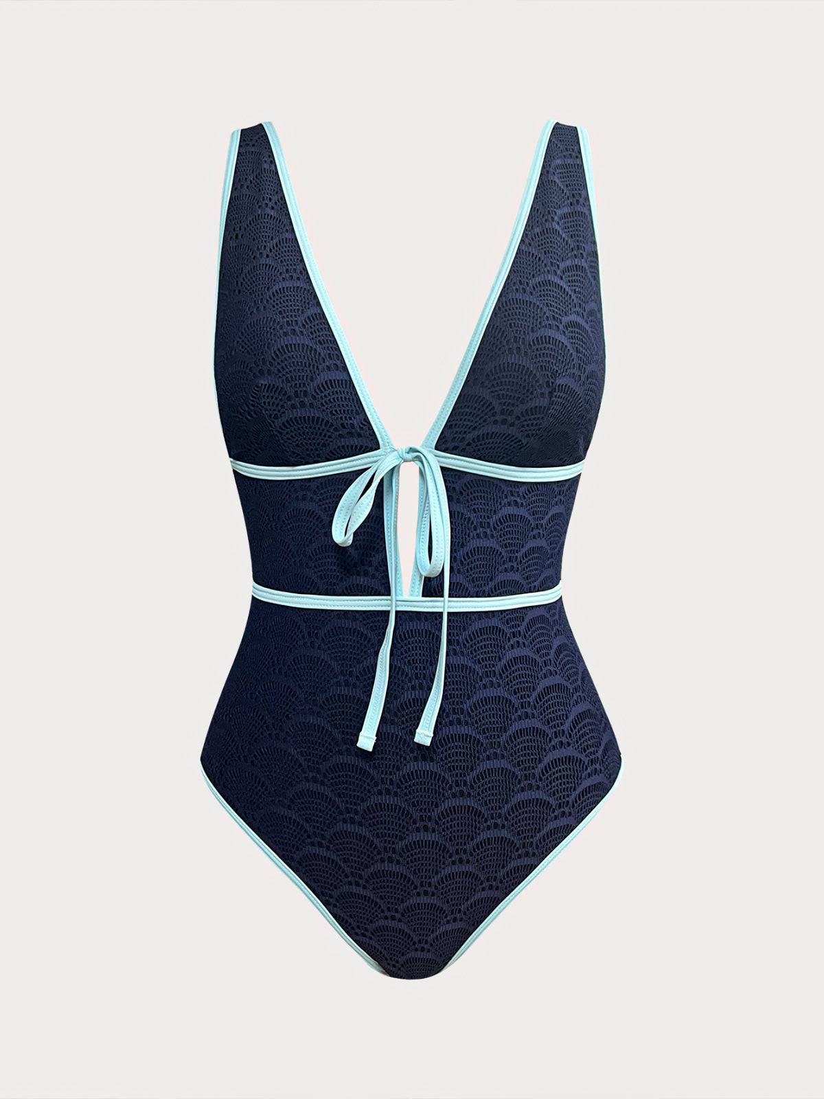 Women Knitted Polyester One Pieces Swimwear Blue Sustainable One-Pieces - BERLOOK
