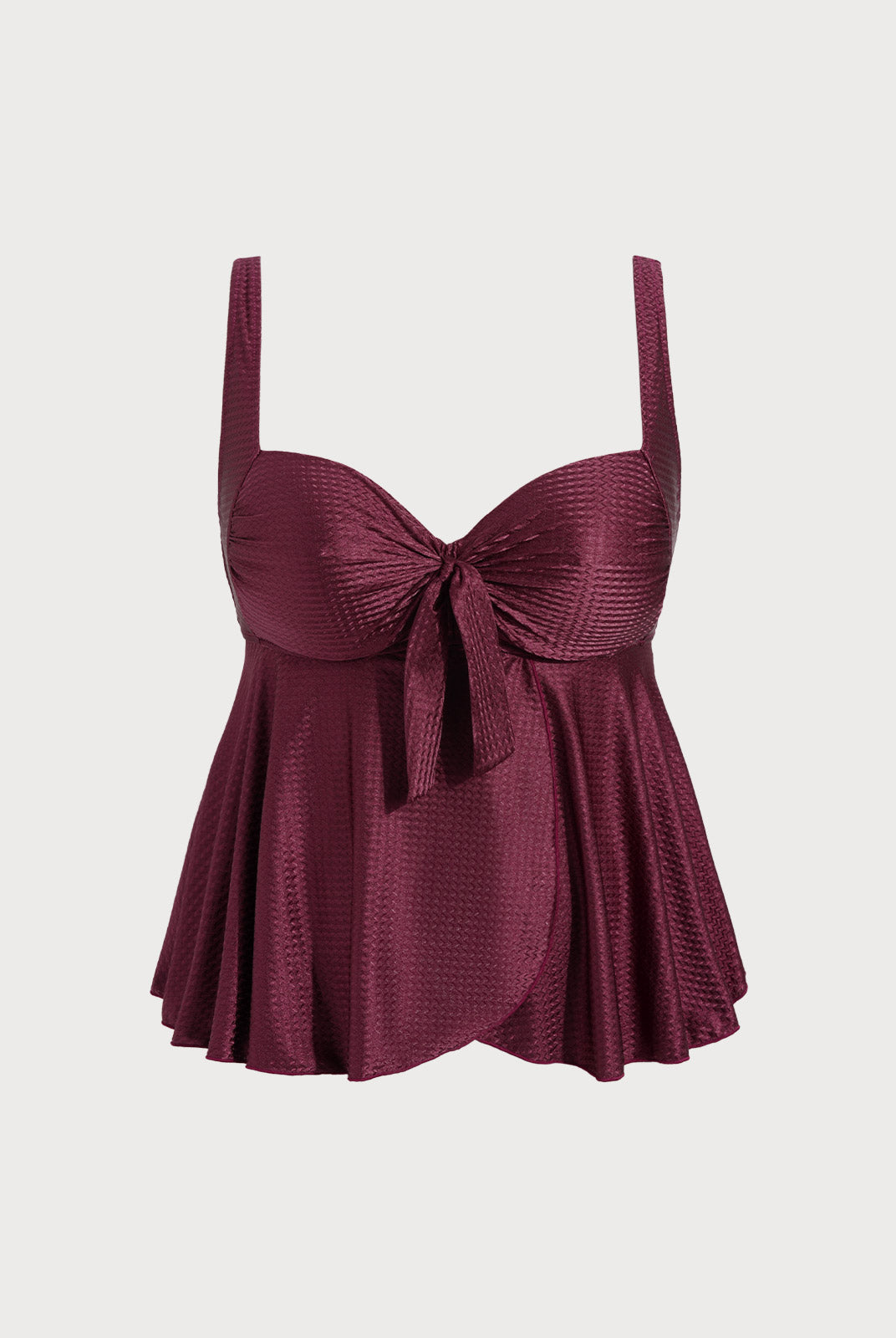 Women Knitted Polyester Tankini Tops Burgundy Sustainable Plus Size Tankinis - BERLOOK