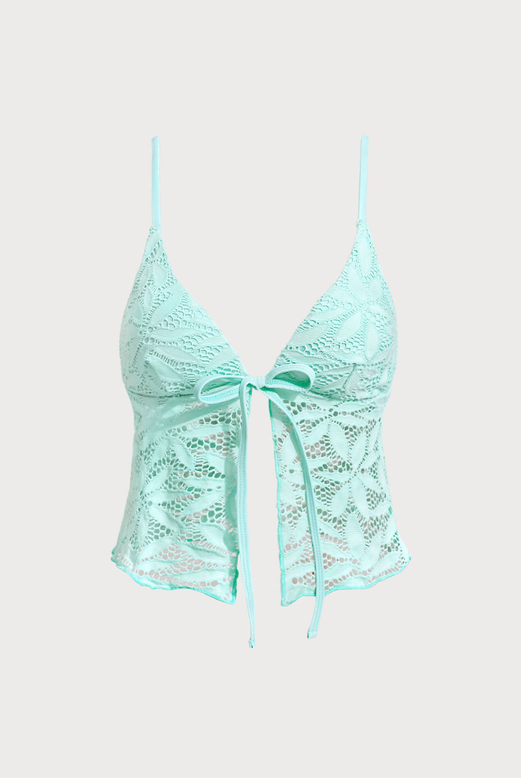Women Knitted Polyester Tankini Tops Cyan Sustainable Tankinis - BERLOOK