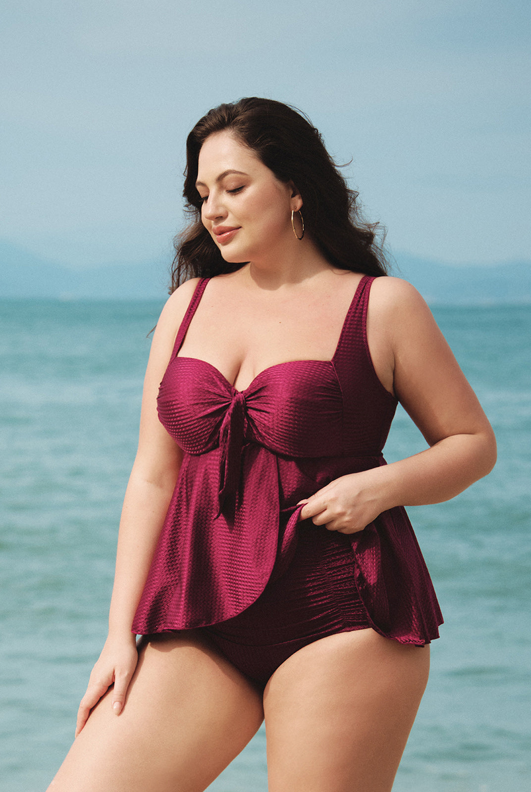 Women Knitted Polyester Tankini Tops Sustainable Plus Size Tankinis - BERLOOK