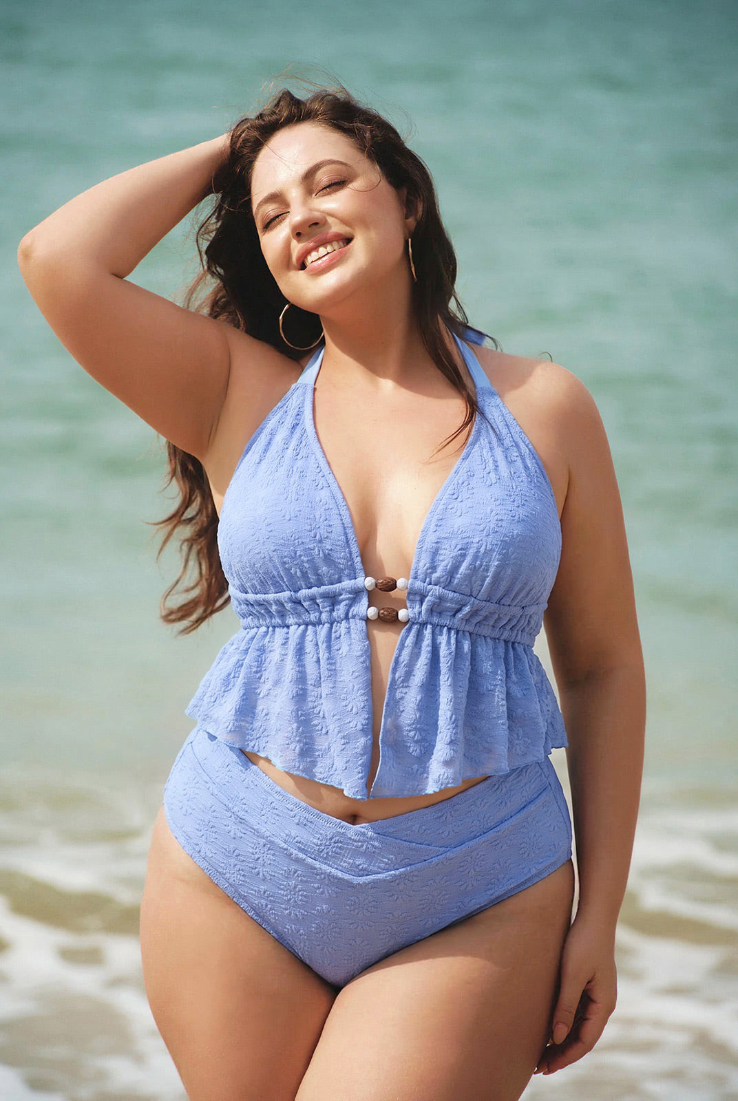 Women Knitted Polyester Tankini Tops Sustainable Plus Size Tankinis - BERLOOK