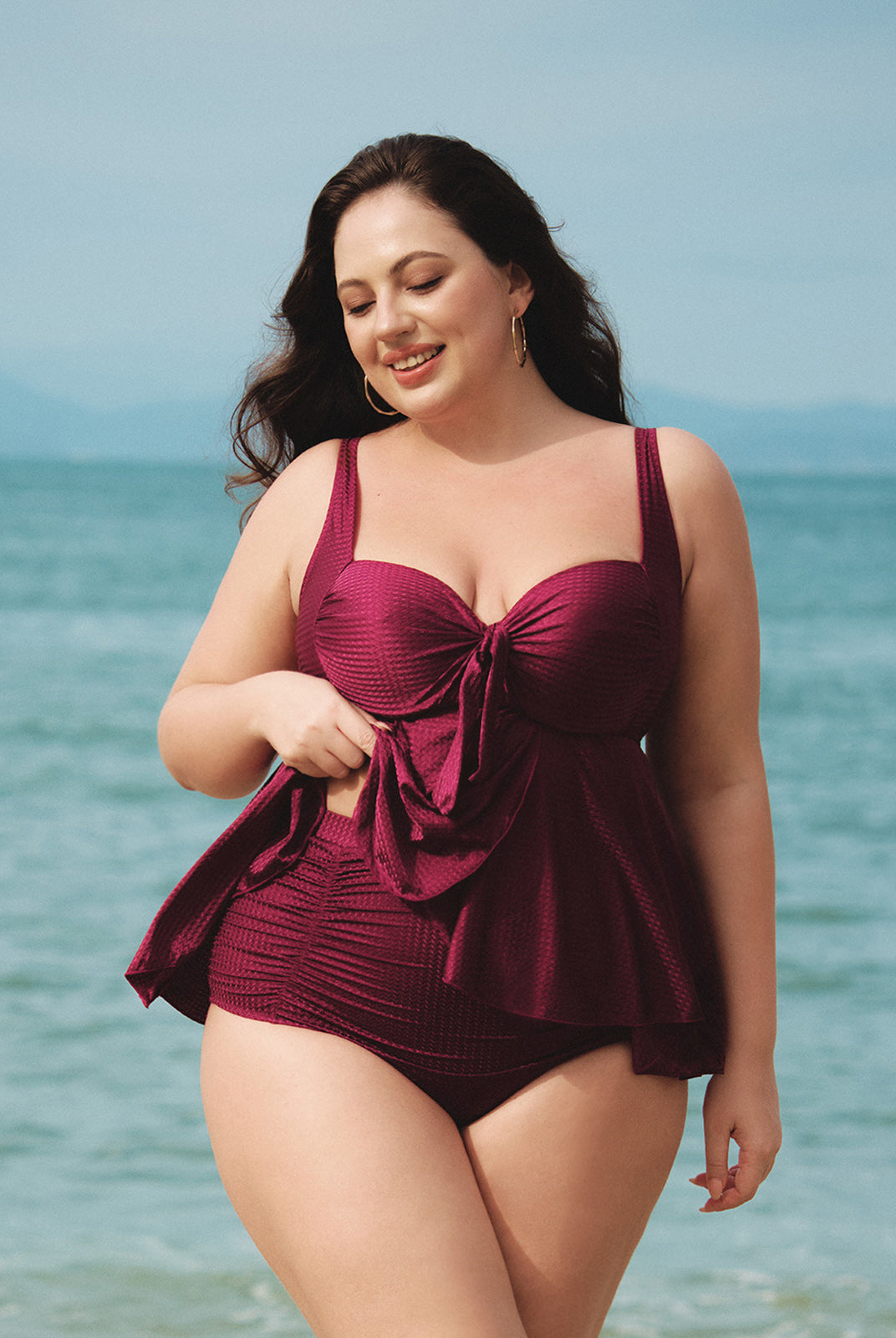 Women Knitted Polyester Tankini Tops Sustainable Plus Size Tankinis - BERLOOK