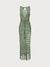 Women'S Knitted Acrylic Cover-ups Green Sustainable Cover-ups - BERLOOK