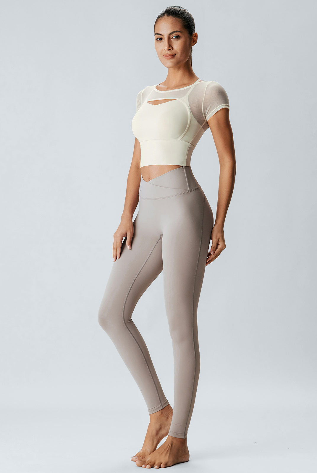 Women'S Knitted Nylon Yoga Short Sleeve Tops Sustainable Yoga Tops - BERLOOK