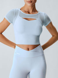 Women'S Knitted Nylon Yoga Short Sleeve Tops Sustainable Yoga Tops - BERLOOK