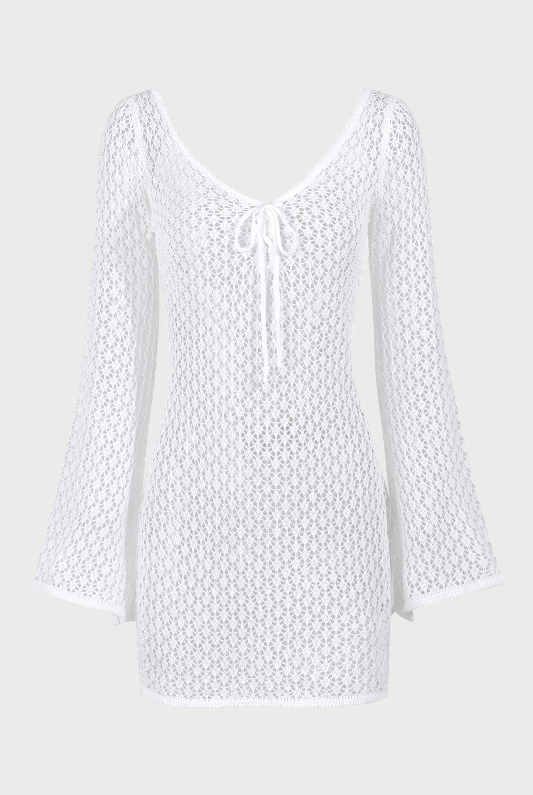 Women'S Knitted Polyester Crochet Mesh Skirt Blouse White Sustainable Cover-ups - BERLOOK