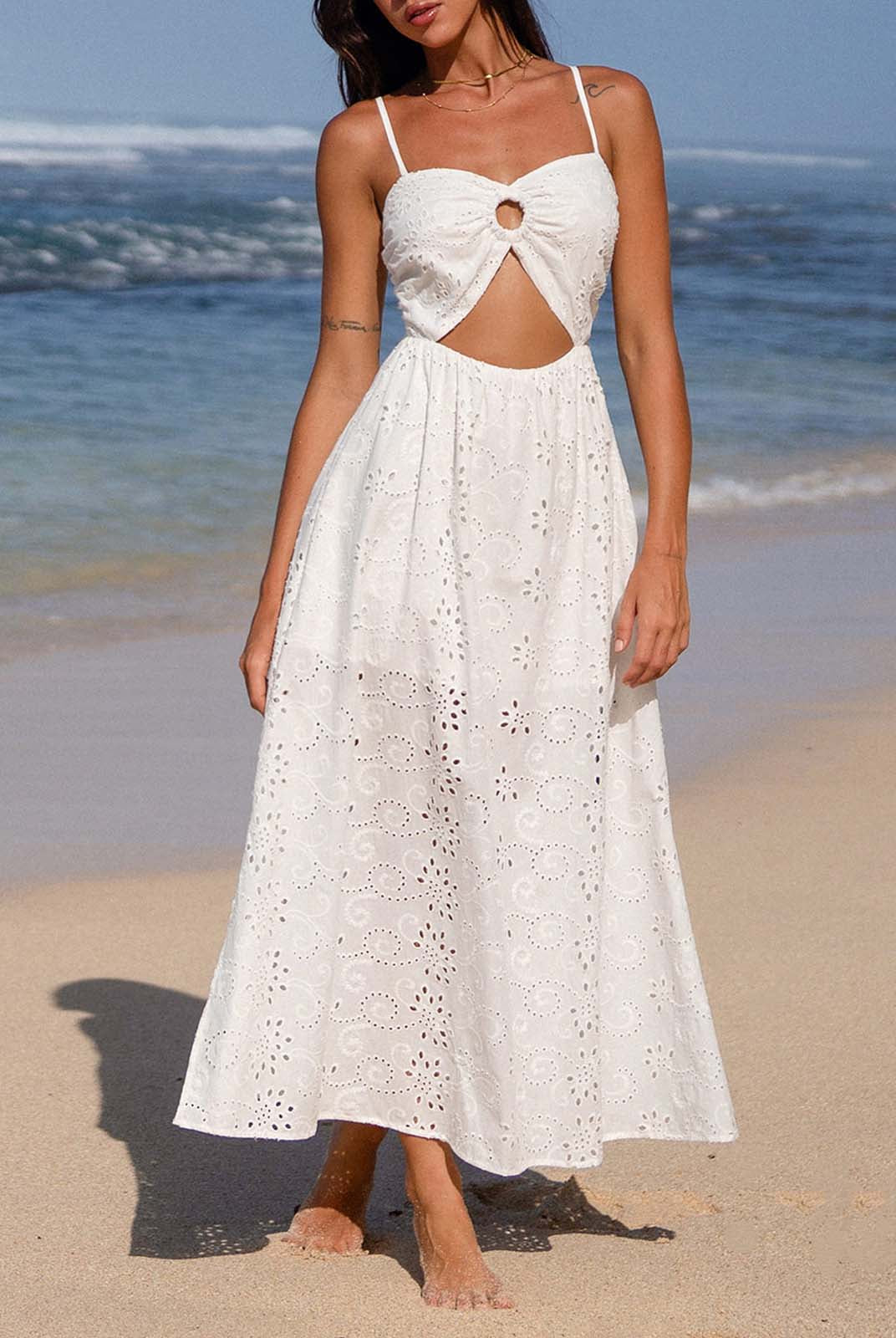 Women'S Woven Cotton Cover-ups Sustainable Beach Dress - BERLOOK