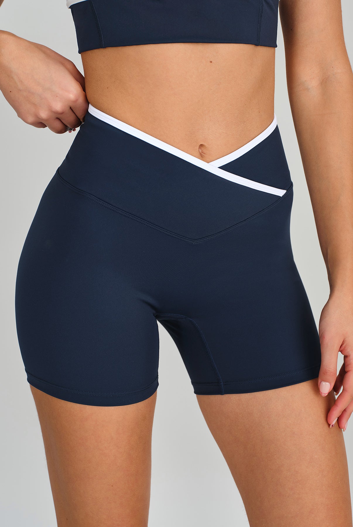 Women's Knit Nylon Athletic Shorts Navy Sustainable Yoga Bottoms - BERLOOK