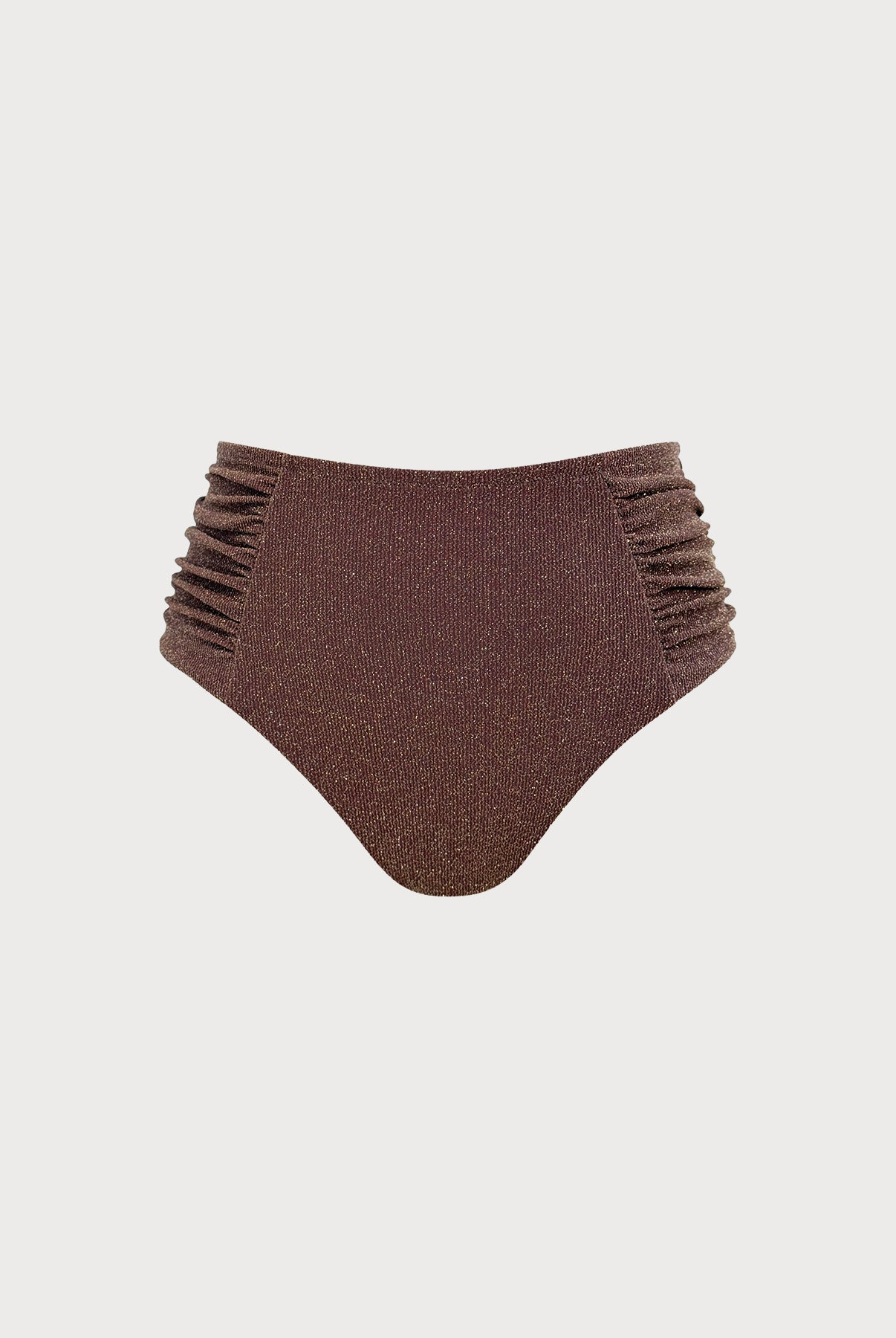 Women's Knit Nylon Bikini Bottoms Dark Coffee Sustainable Plus Size Bikinis - BERLOOK