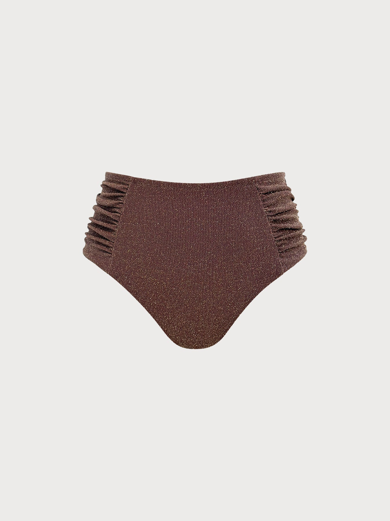 Women's Knit Nylon Bikini Bottoms Dark Coffee Sustainable Plus Size Bikinis - BERLOOK