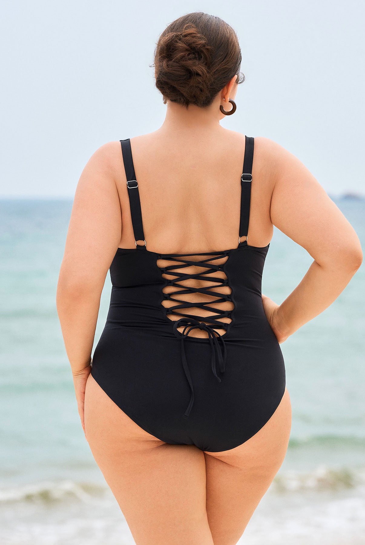Women's Knit Nylon Plus-Size One-Piece Swimsuit Sustainable Plus Size One-Pieces - BERLOOK