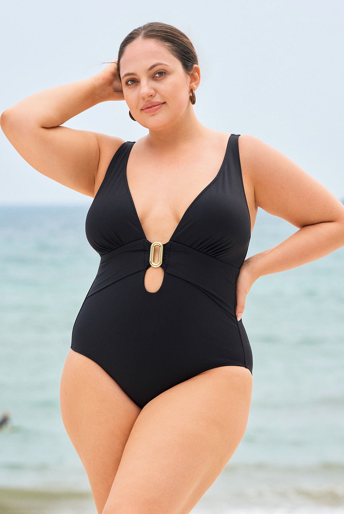 Women's Knit Nylon Plus-Size One-Piece Swimsuit Sustainable Plus Size One-Pieces - BERLOOK
