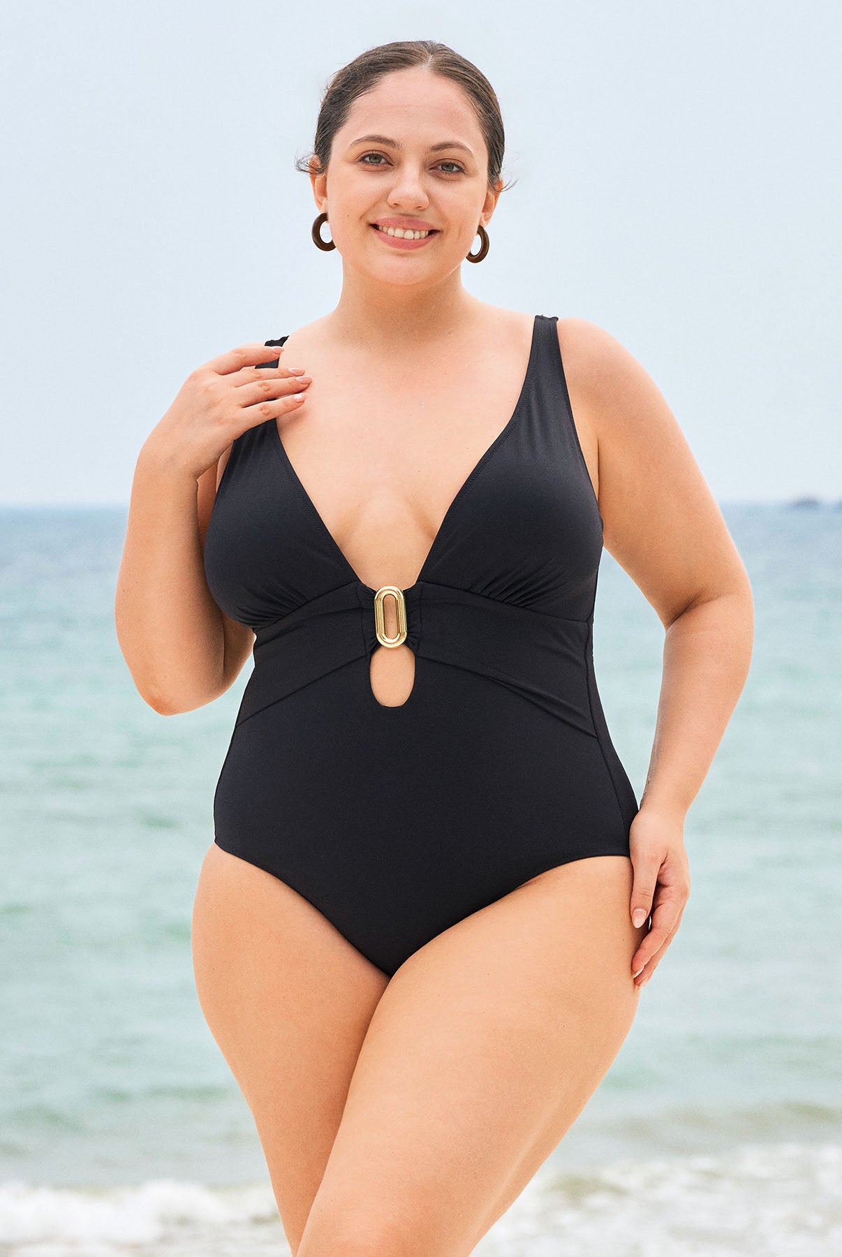Women's Knit Nylon Plus-Size One-Piece Swimsuit Sustainable Plus Size One-Pieces - BERLOOK