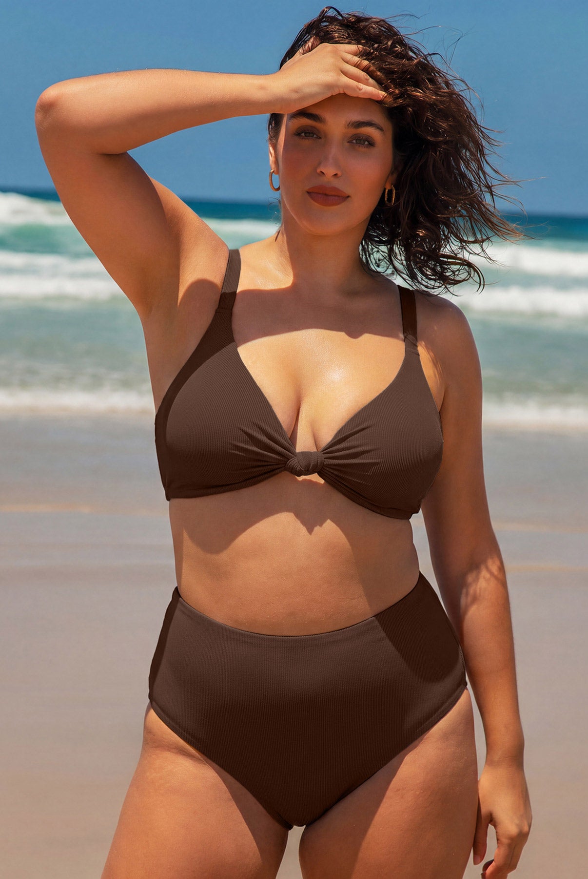 Women's Knit Nylon Plus Size Bikini Bottom Sustainable Plus Size Bikinis - BERLOOK