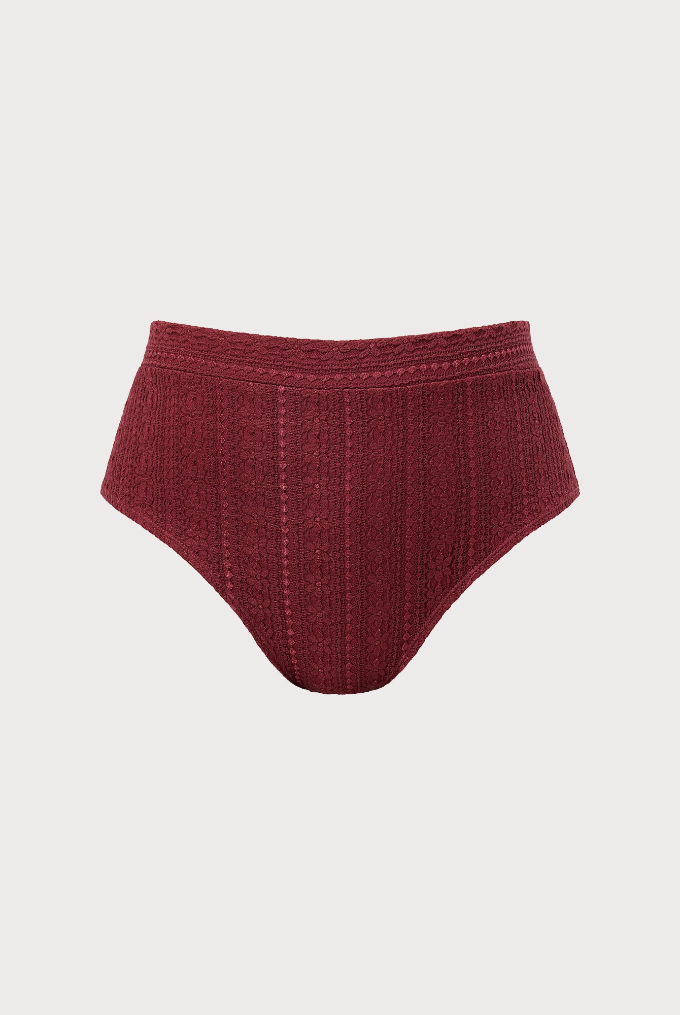 Women's Knit Nylon Plus Size Bikini Bottom Wine Red Sustainable - BERLOOK