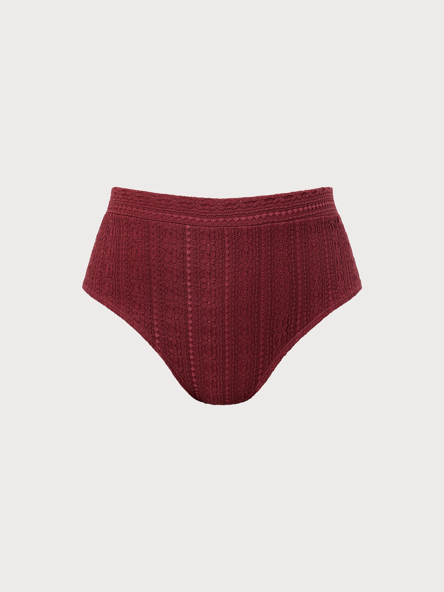 Women's Knit Nylon Plus Size Bikini Bottom Wine Red Sustainable - BERLOOK