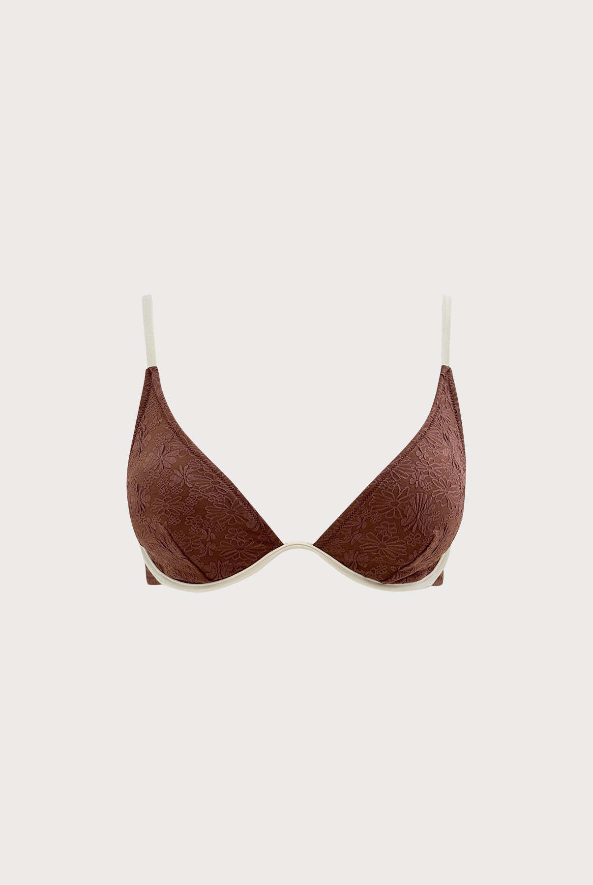 Women's Knit Polyester Bikini Top Dark Coffee Sustainable Plus Size Bikinis - BERLOOK