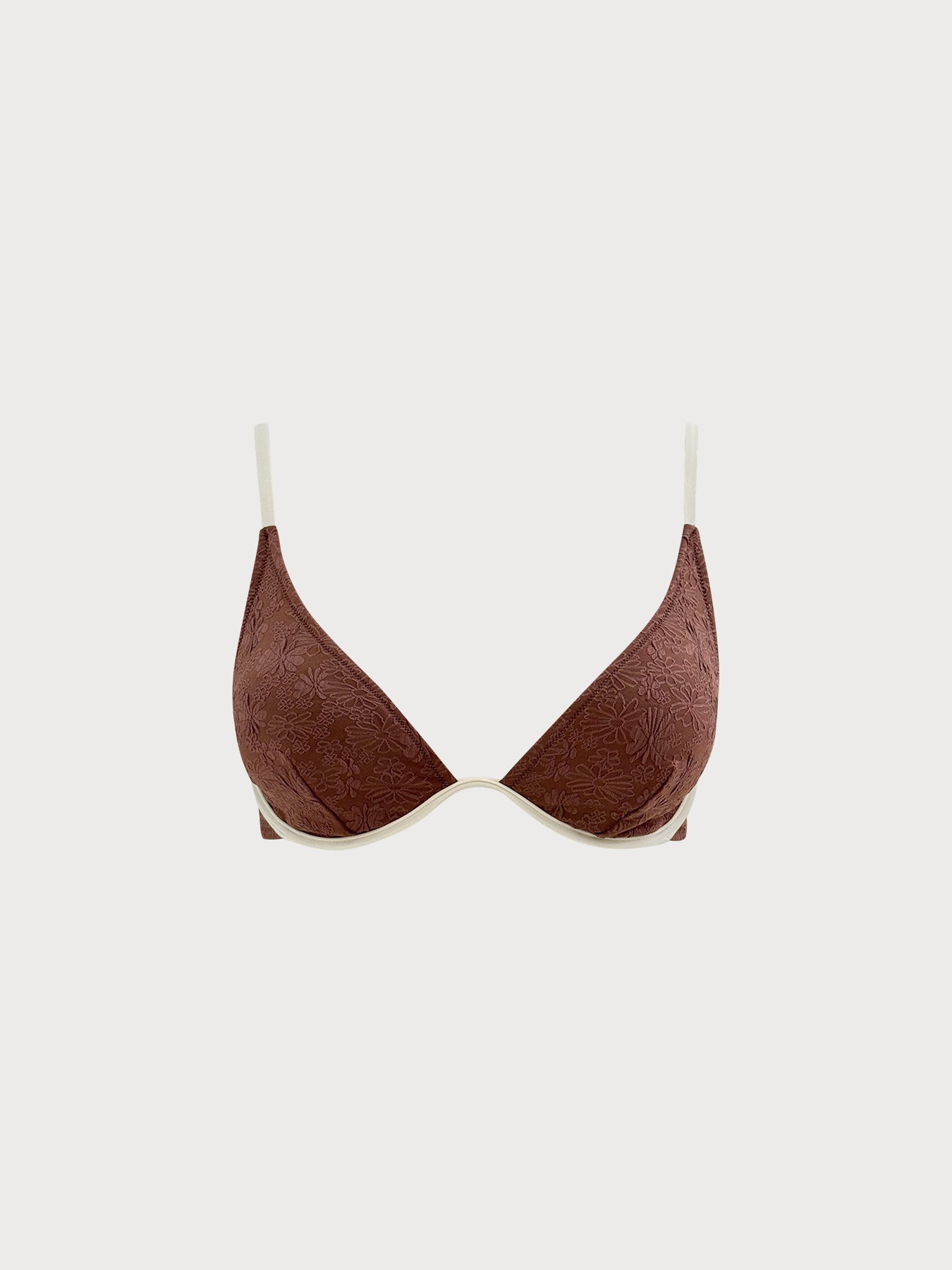 Women's Knit Polyester Bikini Top Dark Coffee Sustainable Plus Size Bikinis - BERLOOK