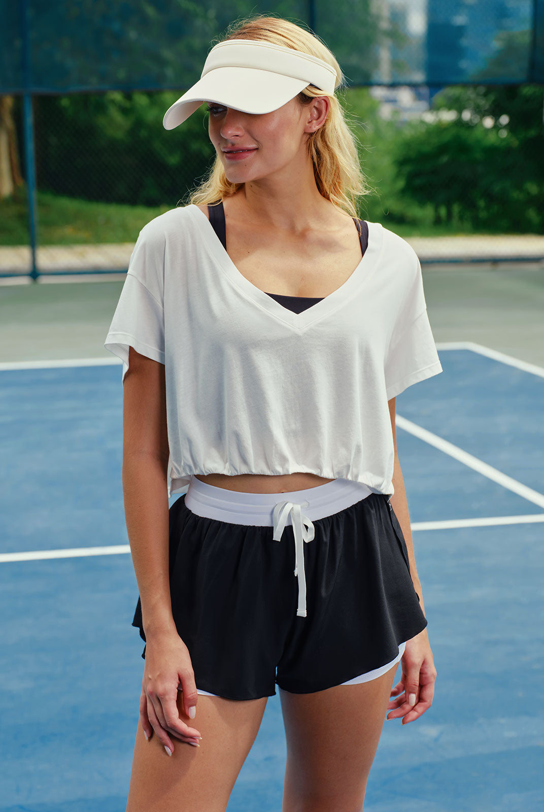Women's Knitted Cotton Short Sleeved Top Sustainable Yoga Tops - BERLOOK