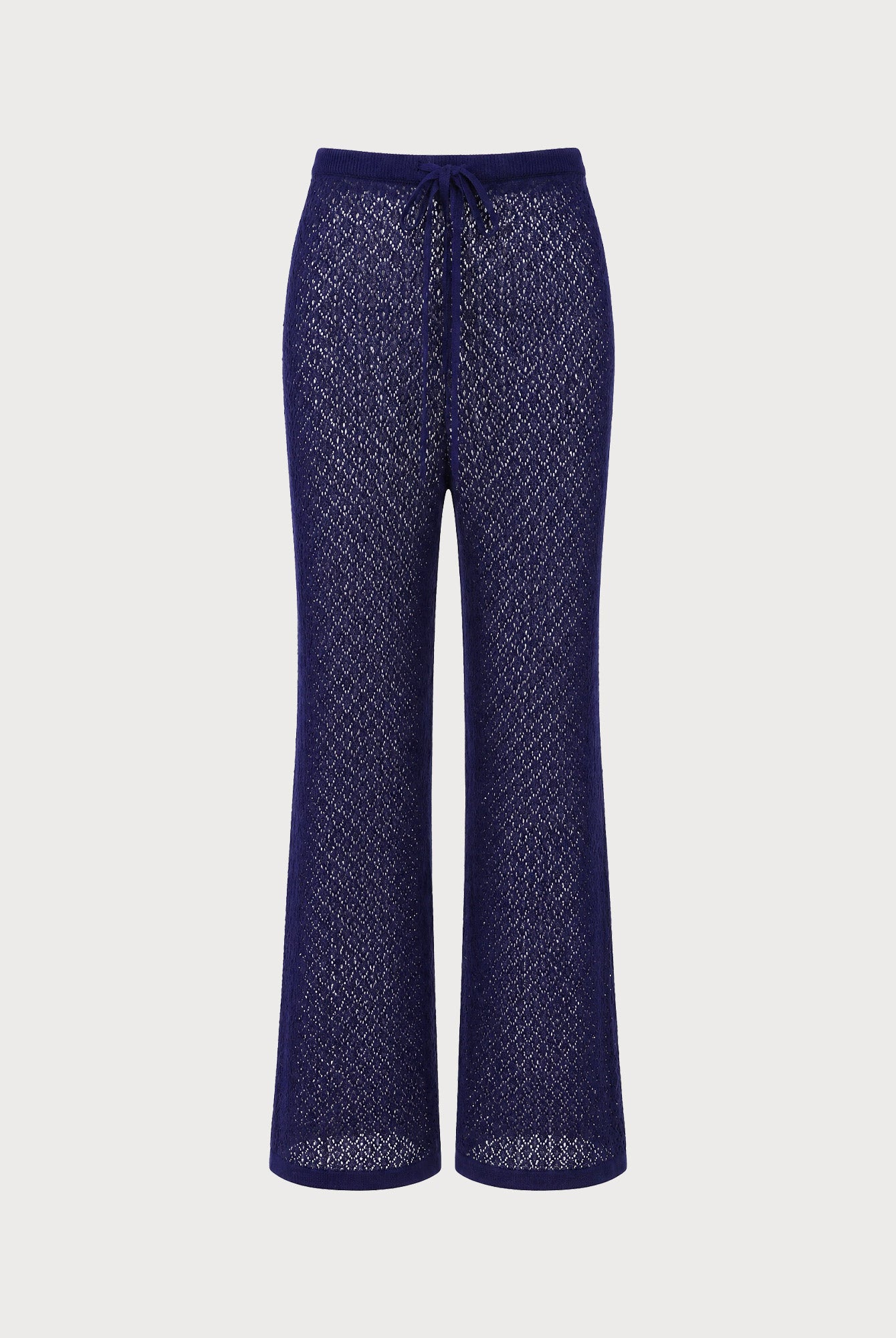 Women's Knitted Mesh Straight Leg Pants Navy Sustainable Cover-ups - BERLOOK