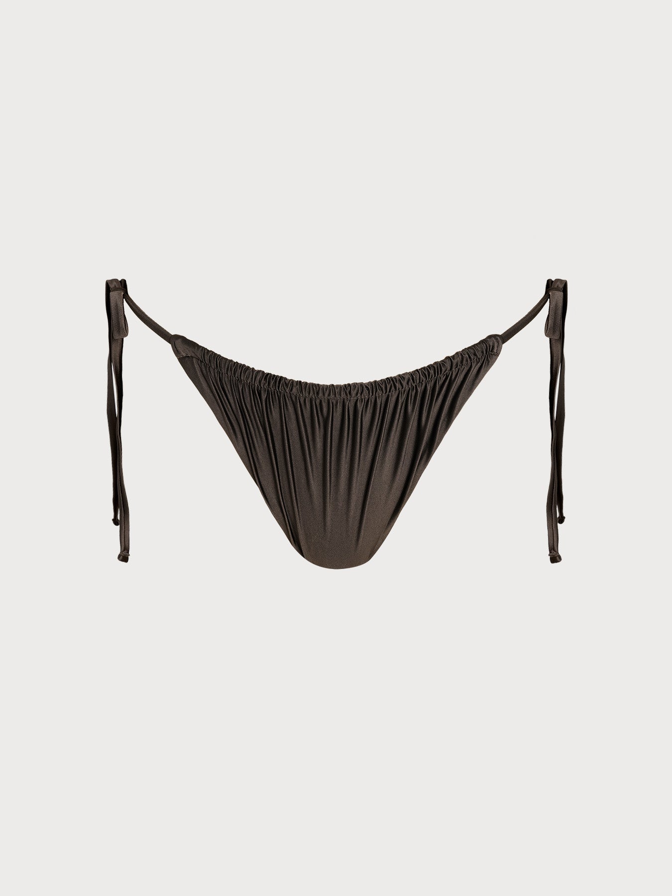 Women's Knitted Nylon Bikini Bottoms Dark Coffee Sustainable Bikinis - BERLOOK