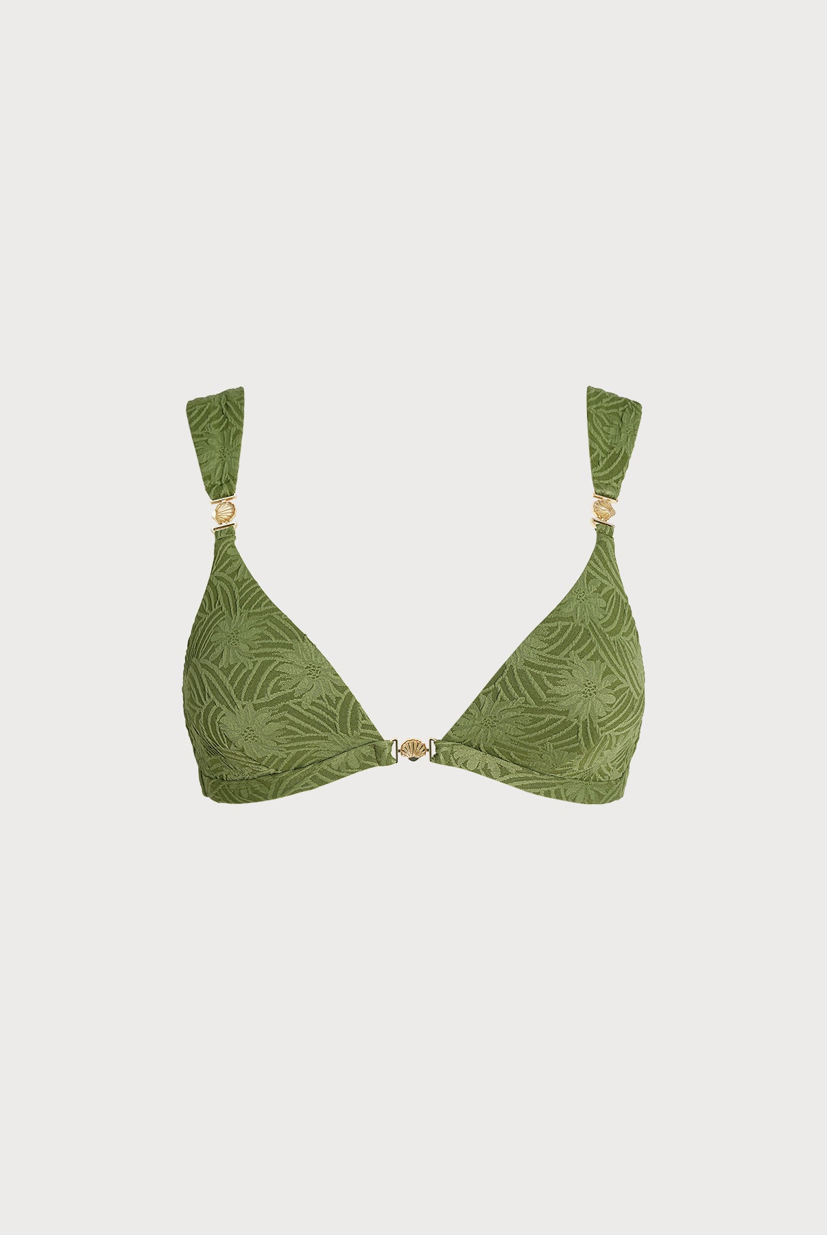 Women's Knitted Nylon Bikini Top Dark Green Sustainable Bikinis - BERLOOK