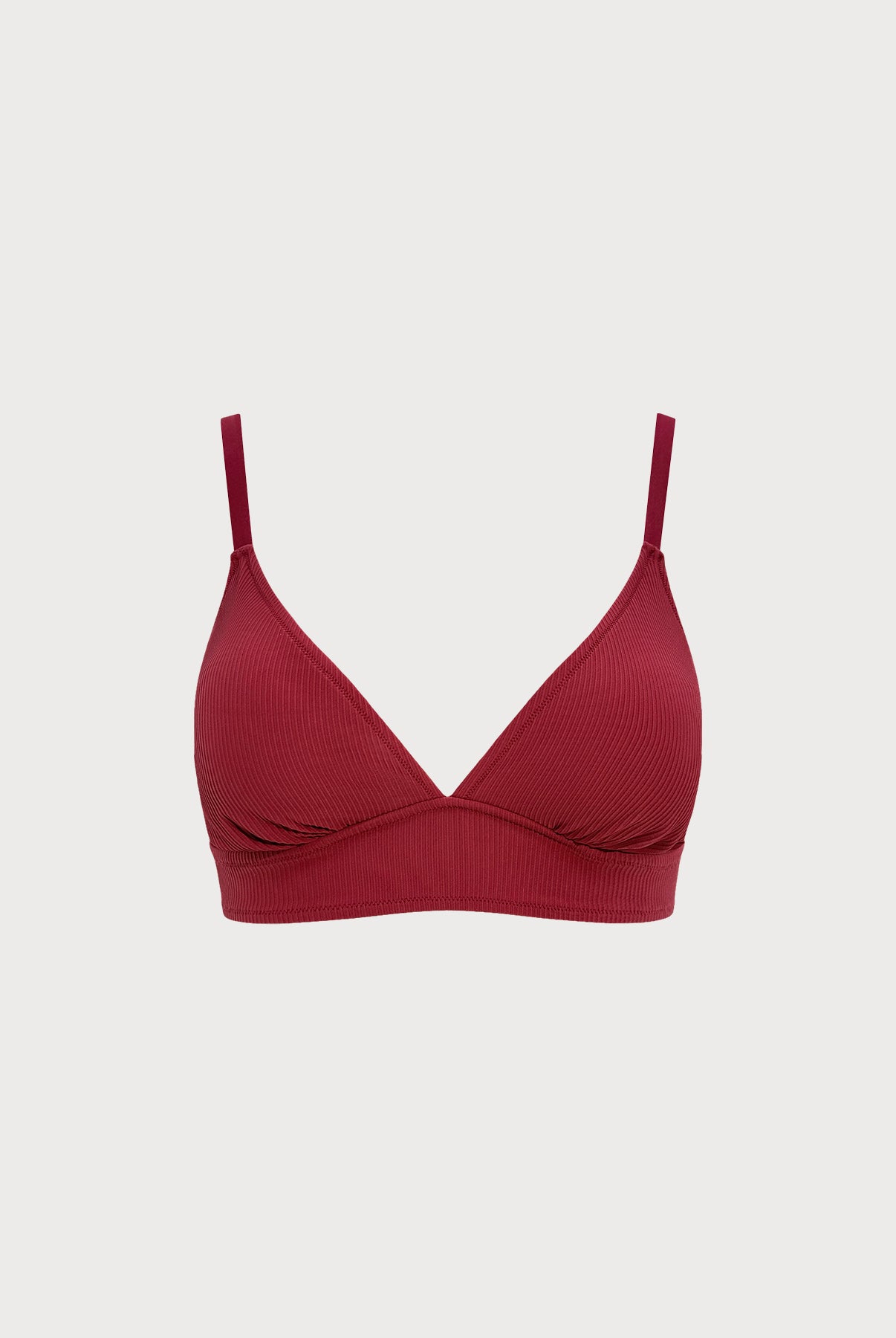 Women's Knitted Nylon Bikini Top Wine Red Sustainable Plus Size Bikinis - BERLOOK