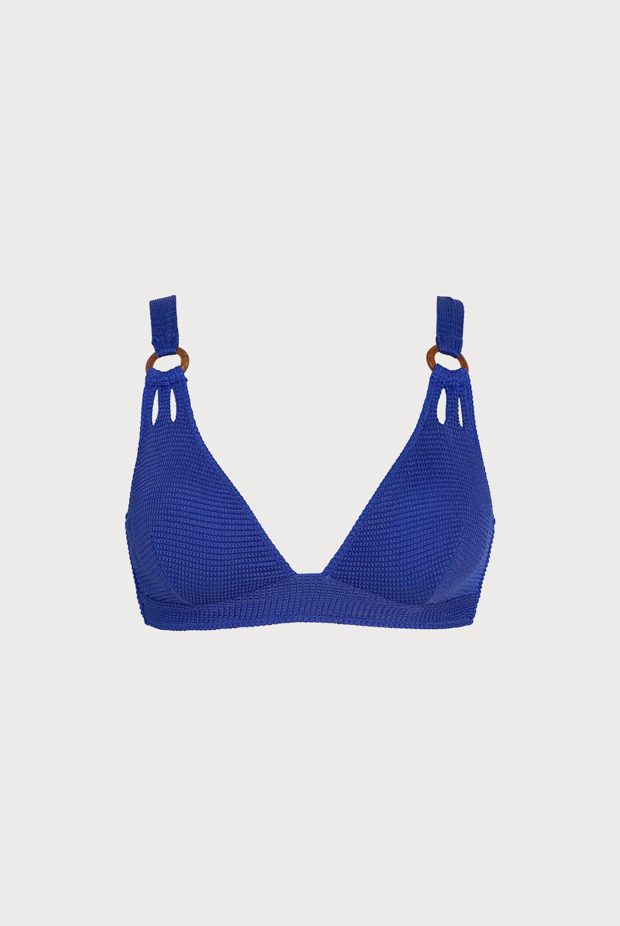 Women's Knitted Nylon Blend Bikini Top Blue Sustainable Plus Size Bikinis - BERLOOK