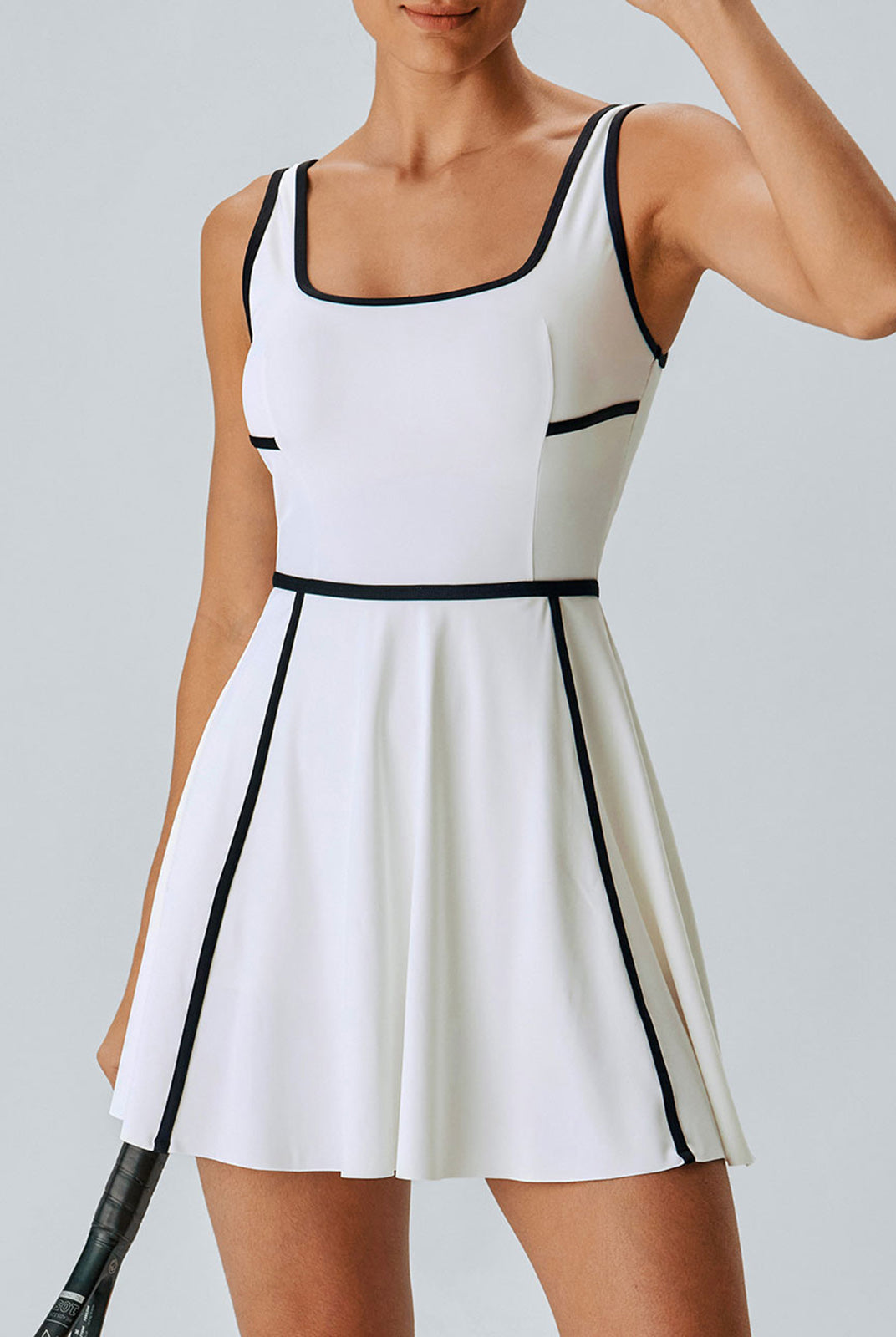 Women's Knitted Nylon Dresses White Sustainable Yoga Dresses&Yoga Jumpsuit - BERLOOK