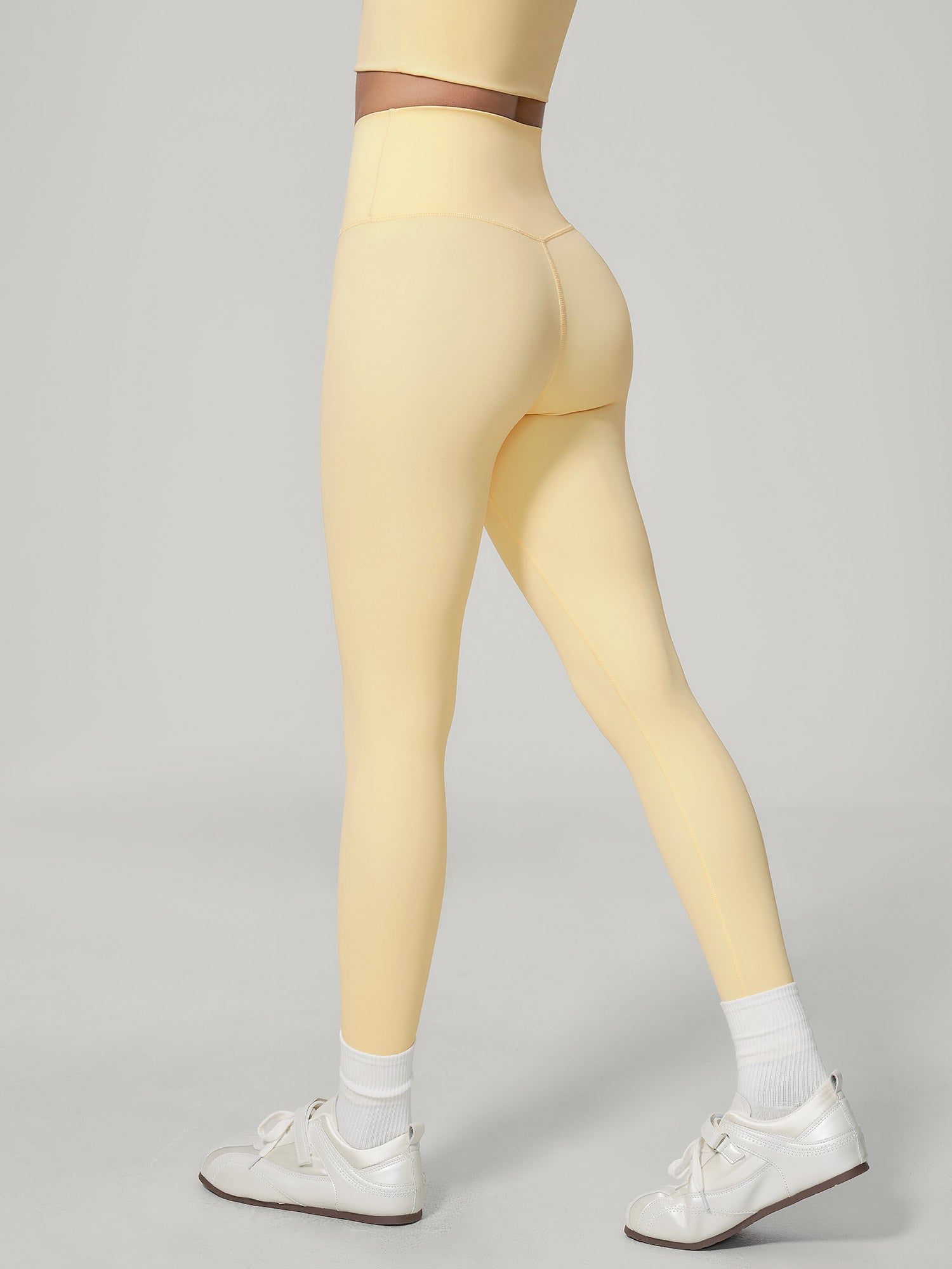 Women's Knitted Nylon Leggings Light Yellow Sustainable - BERLOOK