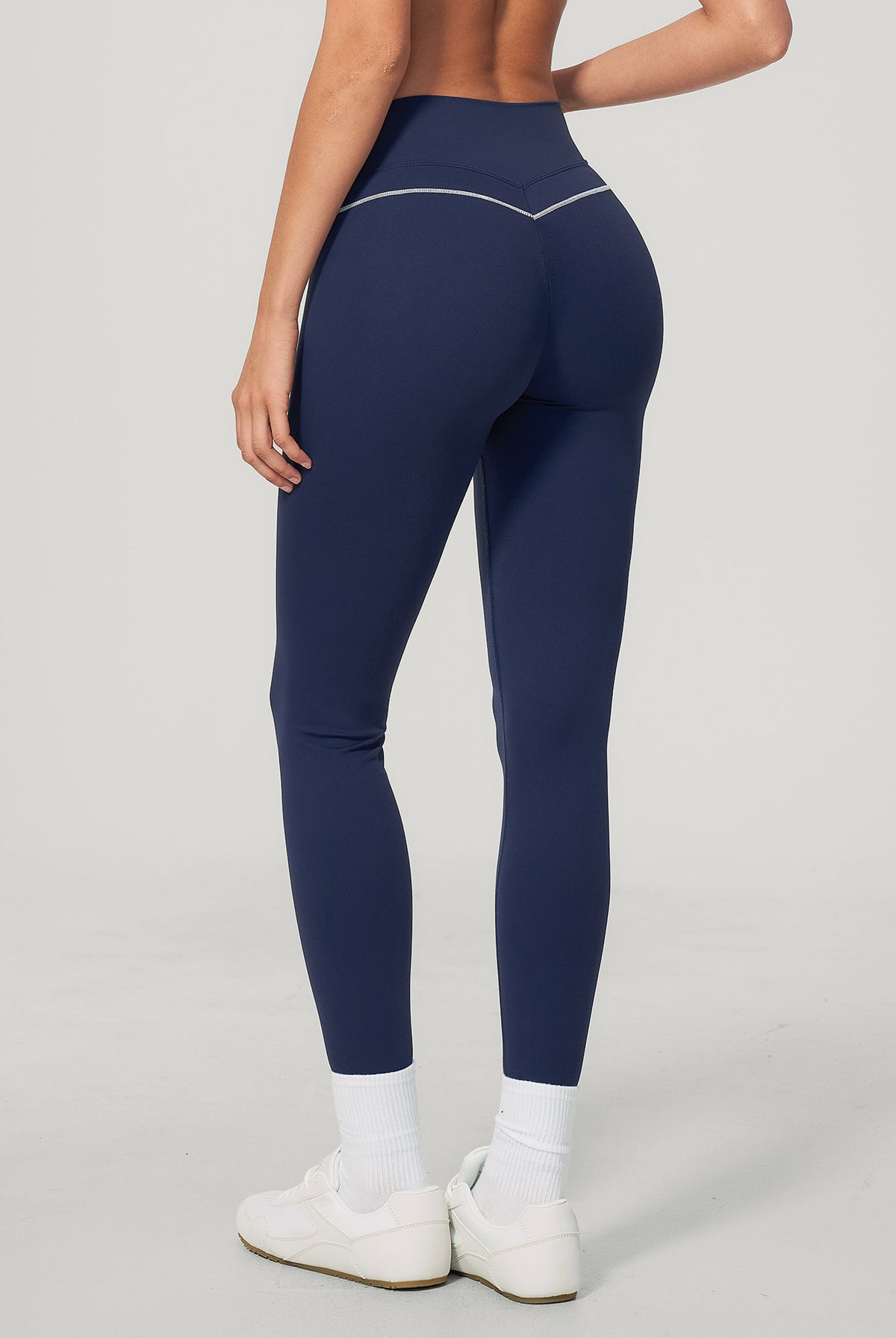 Women's Knitted Nylon Leggings Navy Sustainable - BERLOOK