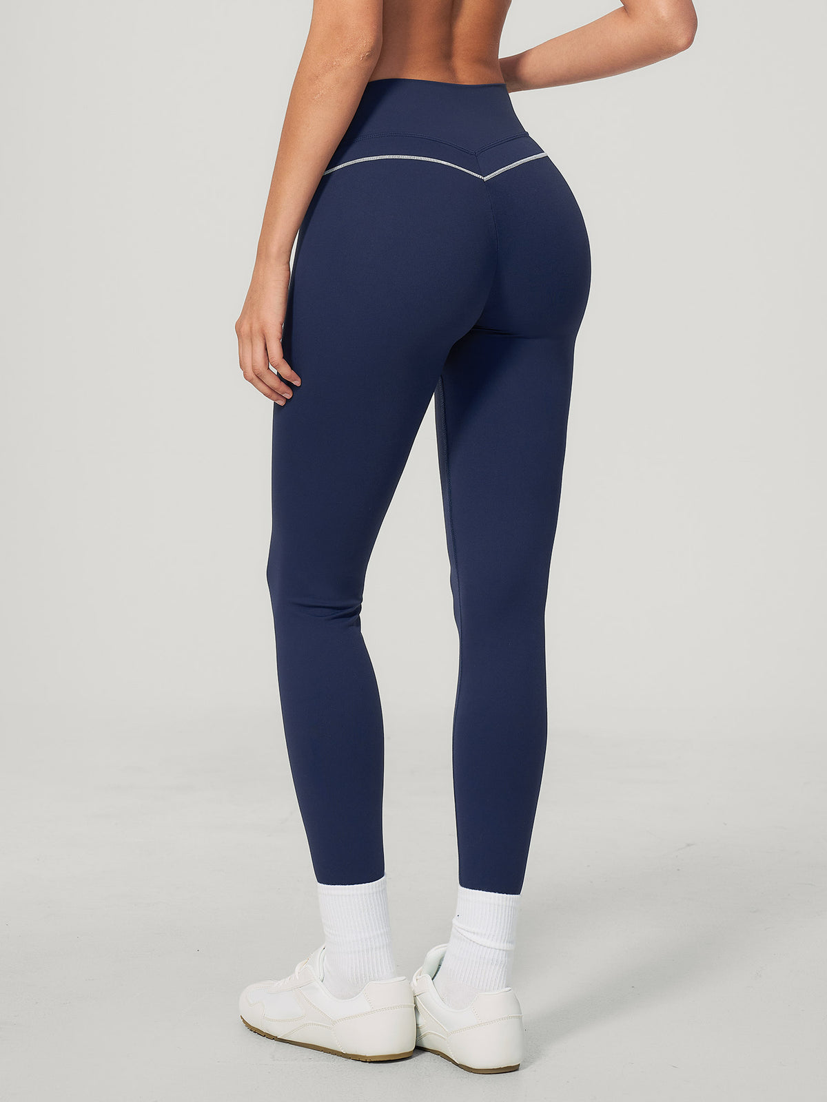 Women's Knitted Nylon Leggings Navy Sustainable - BERLOOK