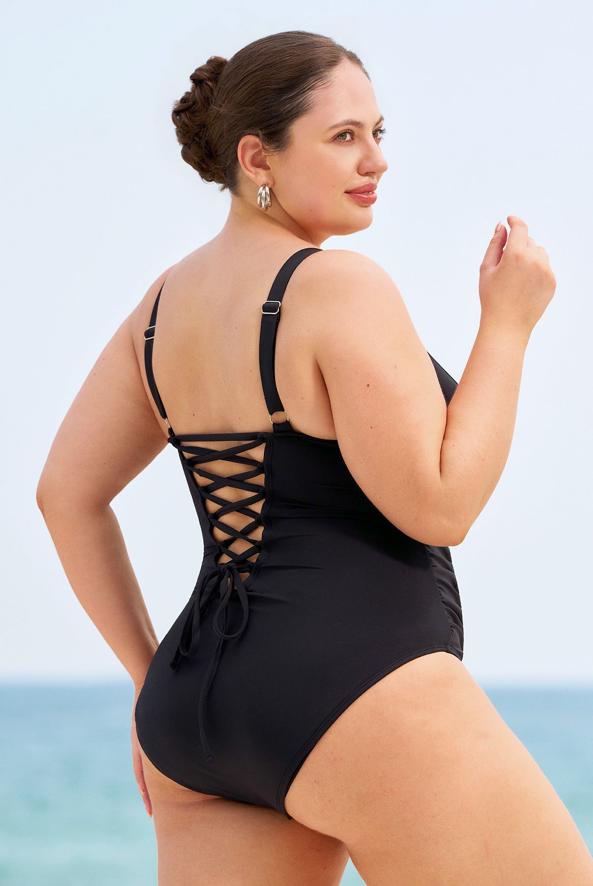 Women's Knitted Nylon One-Piece Swimsuit Sustainable Plus Size One-Pieces - BERLOOK
