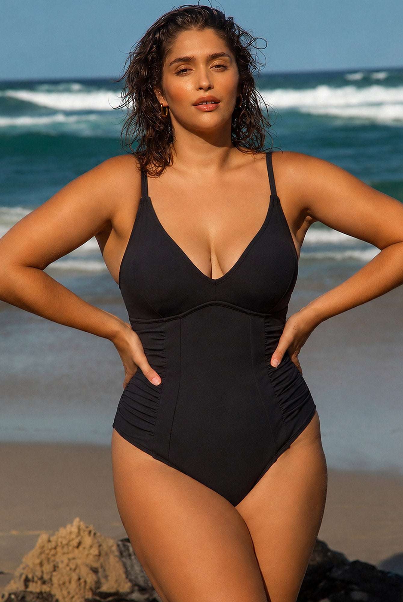 Women's Knitted Nylon One-Piece Swimsuit Sustainable Plus Size One-Pieces - BERLOOK