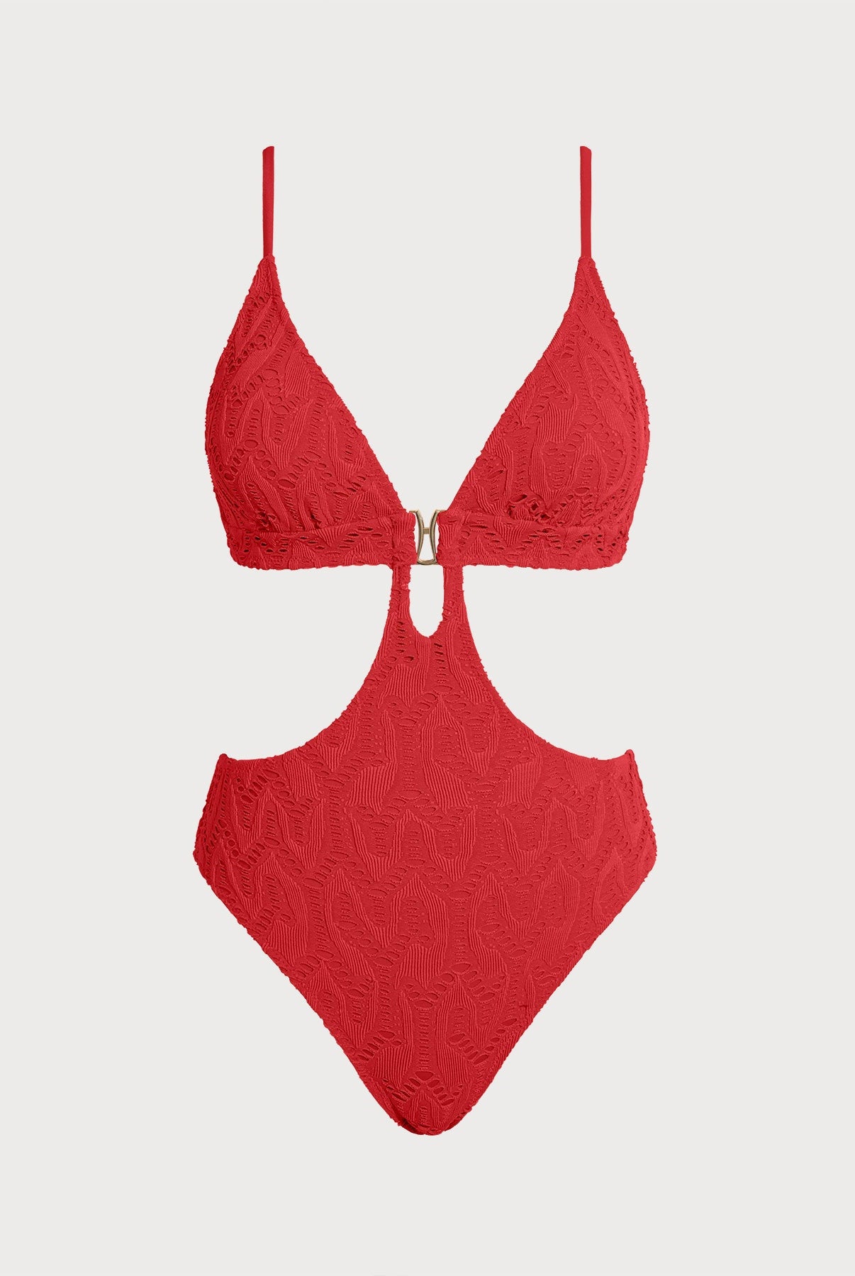 Women's Knitted Nylon One-Piece Swimwear Red Sustainable One-Pieces - BERLOOK